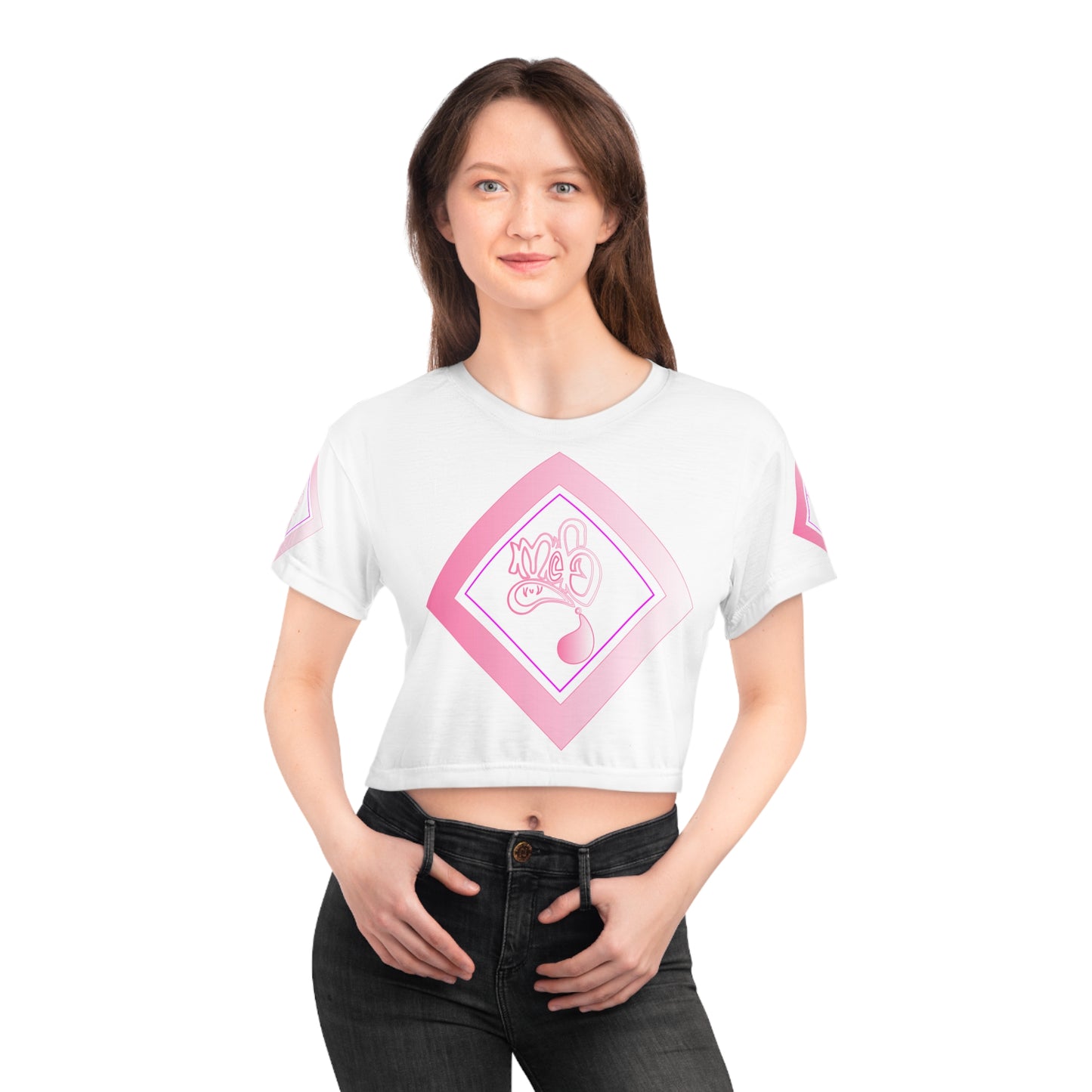 Stylish Pink Graphic Crop Tee for Trendy Women