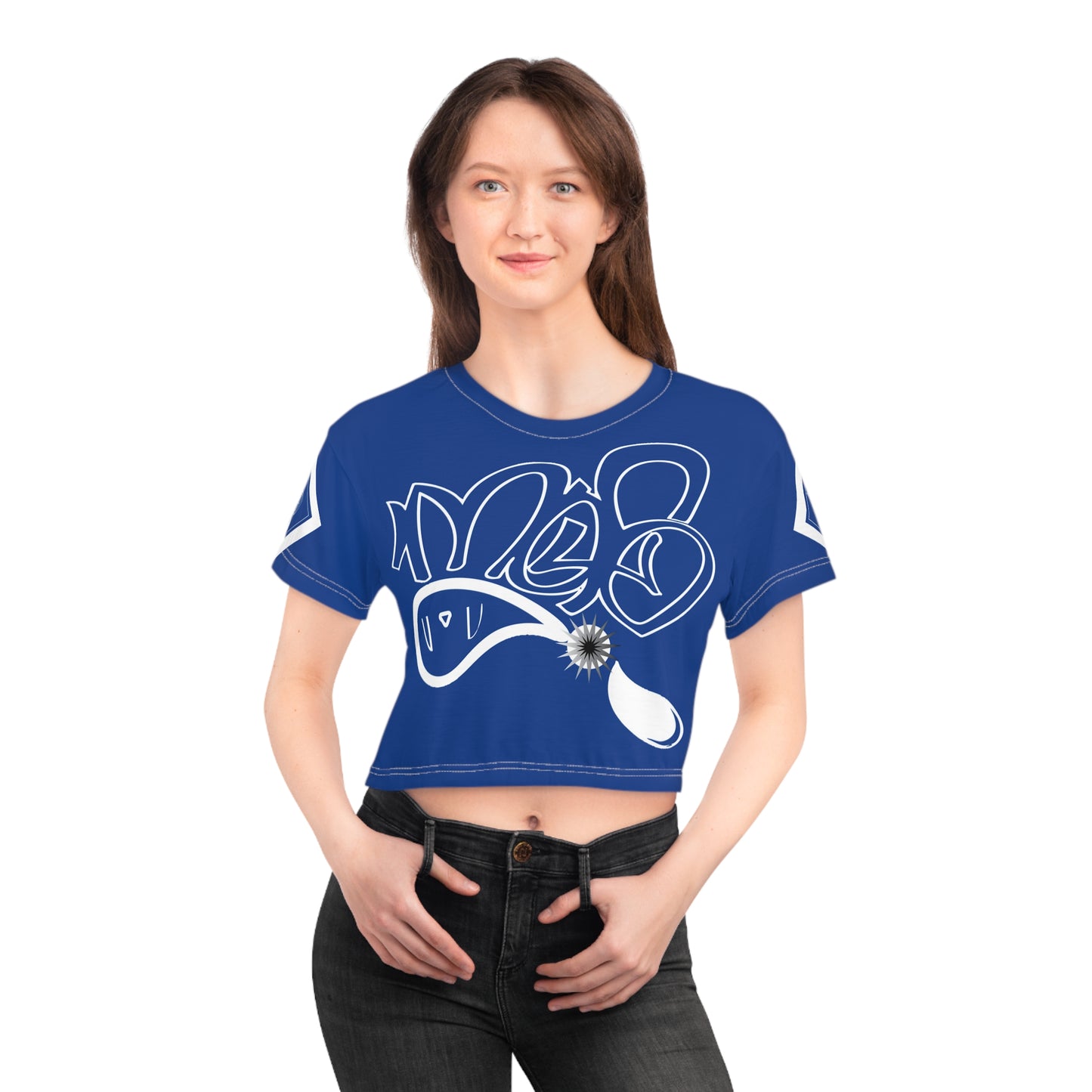 mofo 15star logo diamond combo blue crop tee