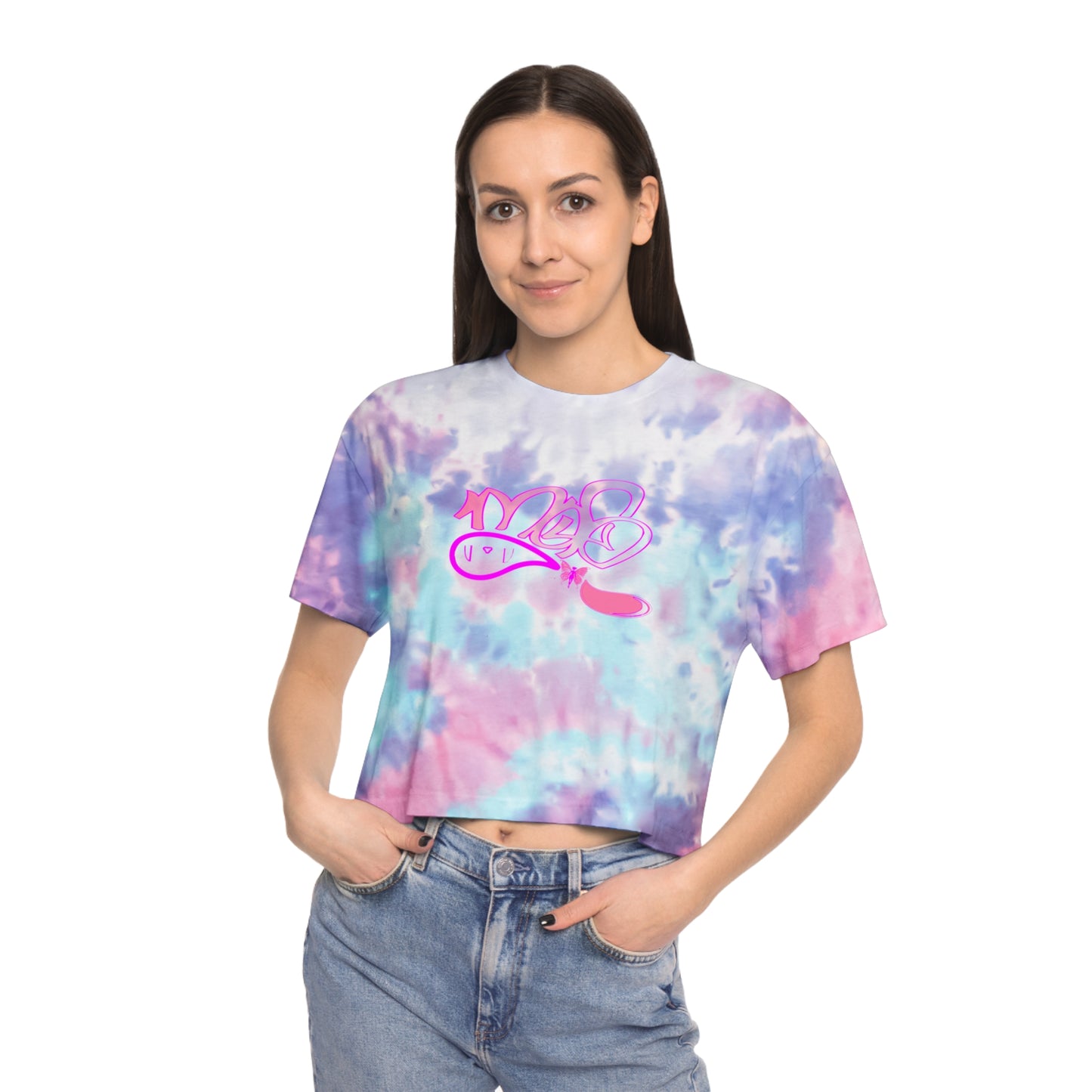 Trendy Women's Tie-Dye Crop Tee with Unique Design