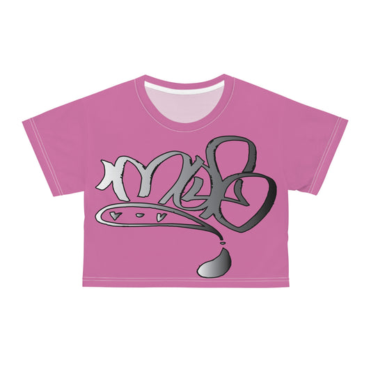 silver mofo logo low crop tee pink