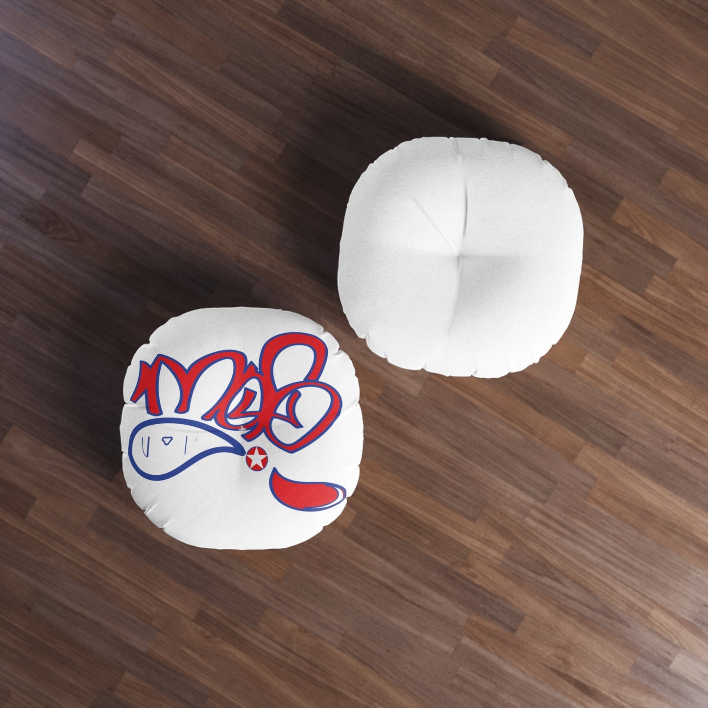 Custom Tufted Floor Pillow, Round, Graffiti Art Decor, Cozy Seating, Living Room Accent, Unique Gift, Handmade Cushion