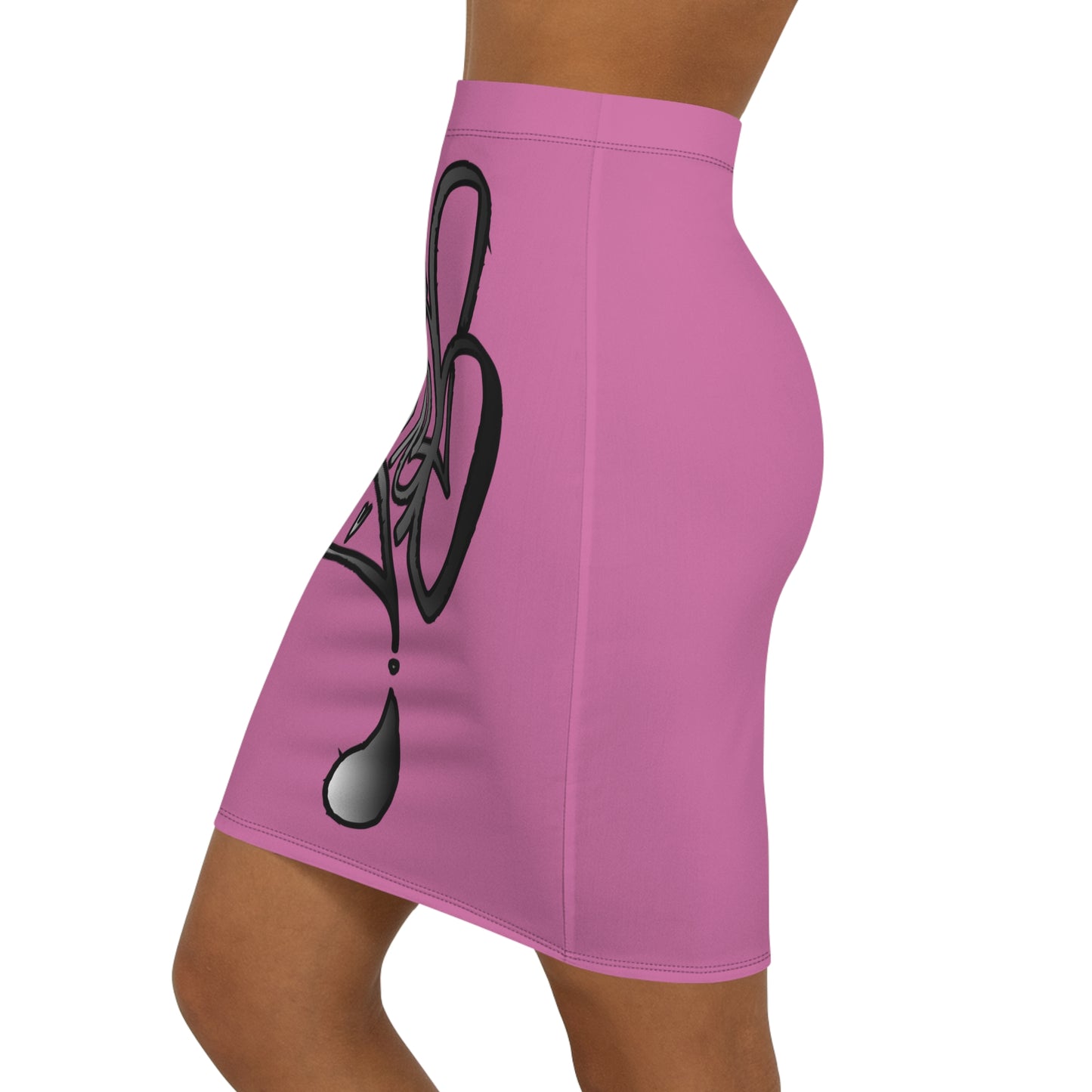 Stylish Women’s Mid-Waist Pencil Skirt with Artistic Design