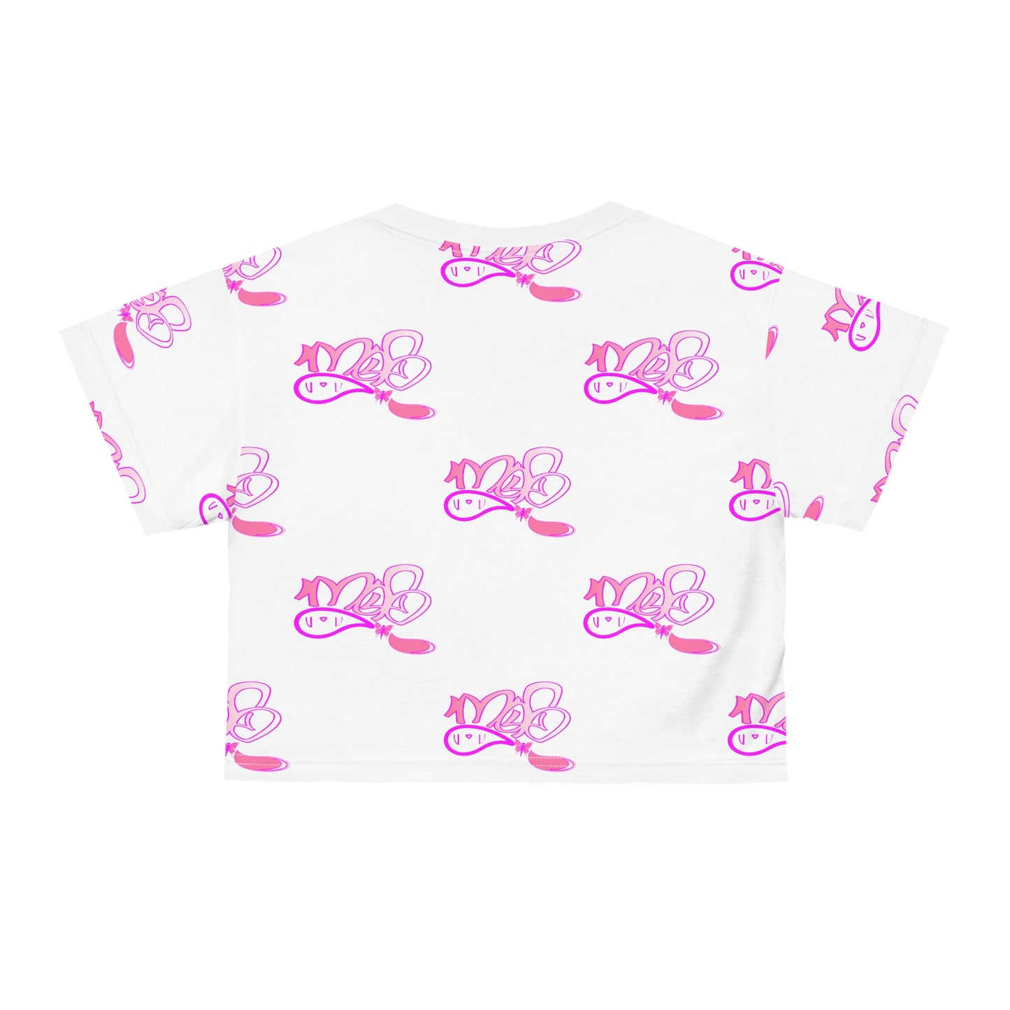 Playful Pink Butterfly Crop Tee
