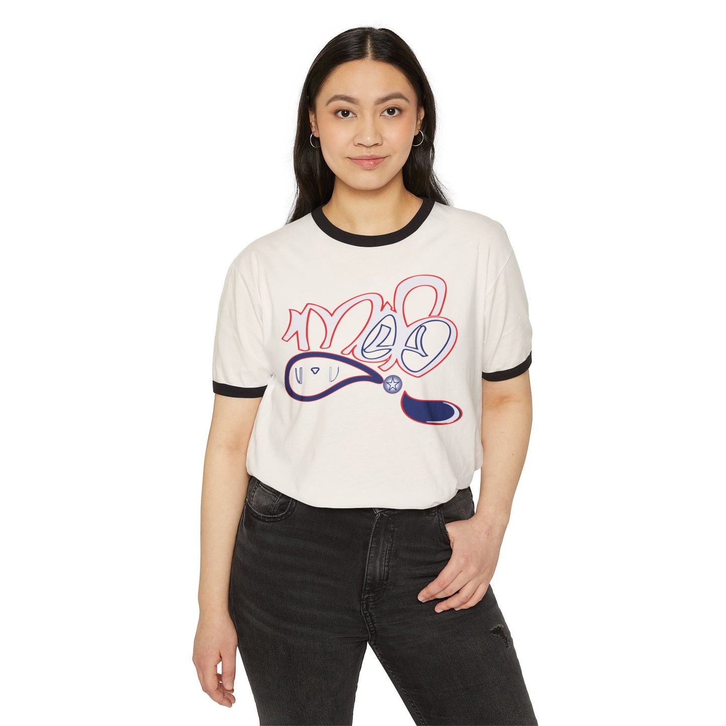 Chic Artistic Unisex Cotton Ringer T-Shirt | Casual Wear, Gift Idea, Graphic Tee, Summer Fashion, Vintage Style, Statement Shirt