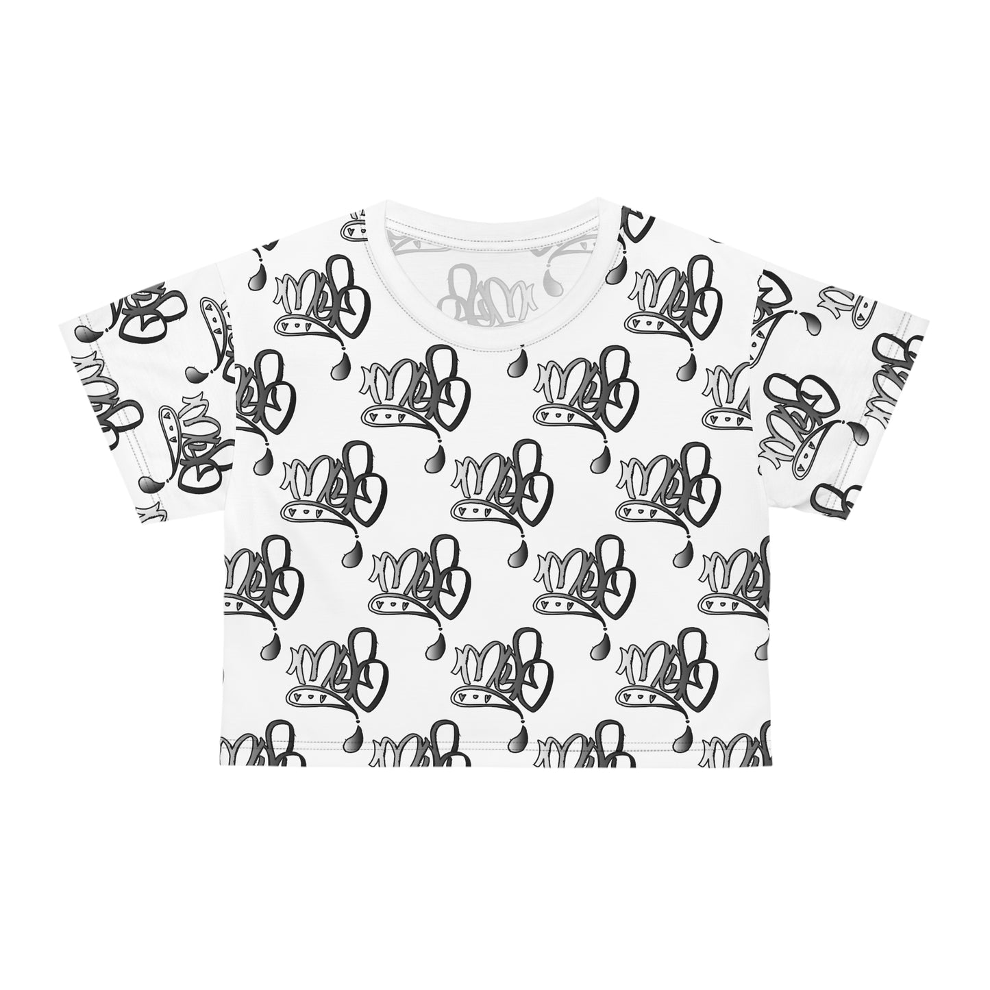 mofomindofosiris aop logo drip silver white crop tee