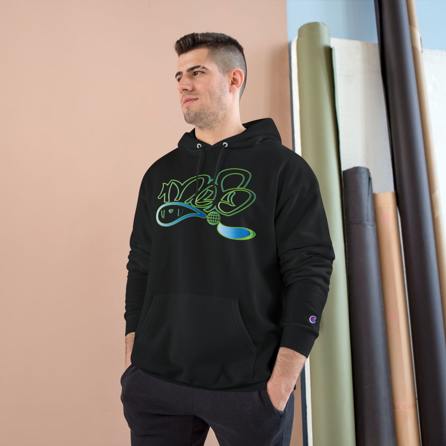 Champion Hoodie with mofo globe logo