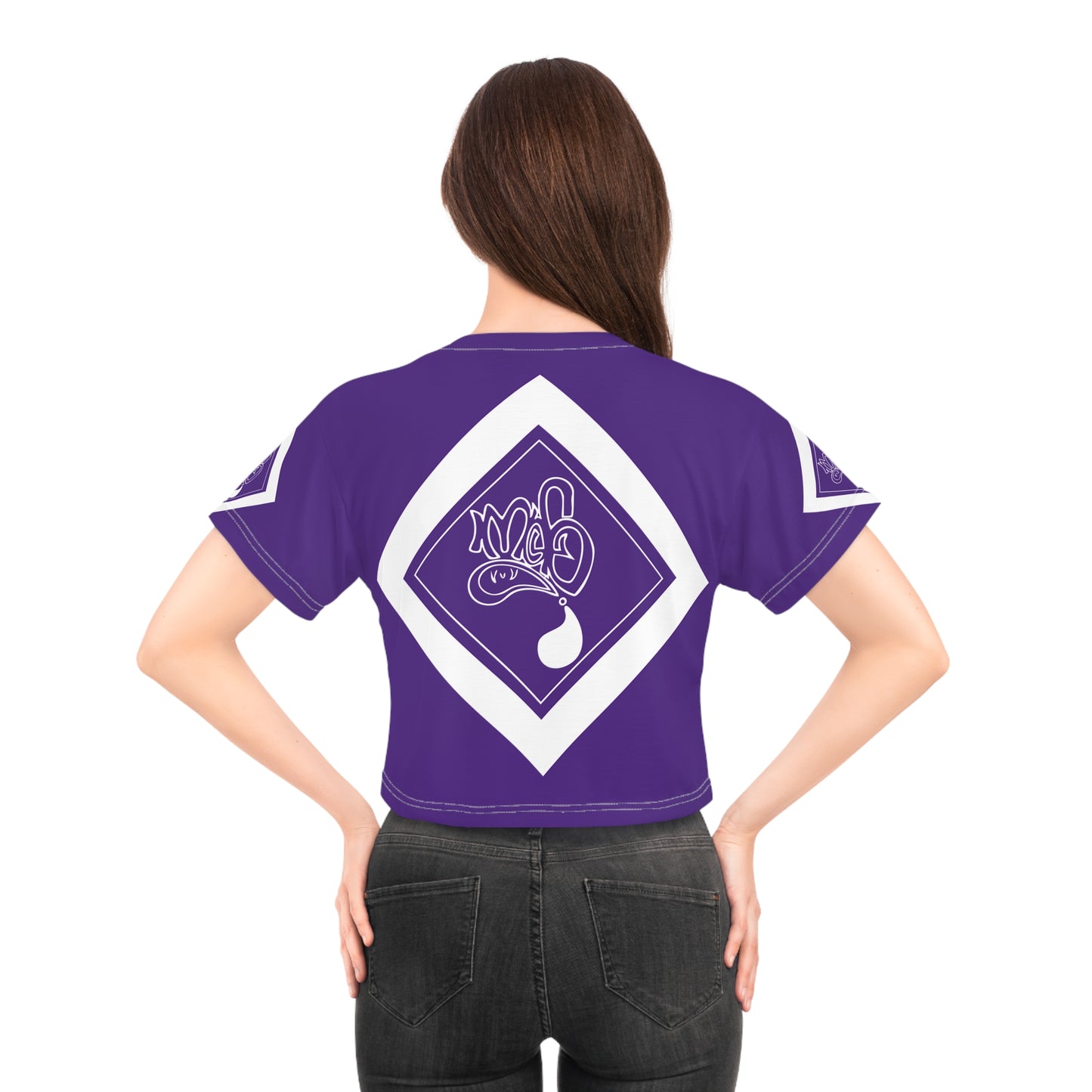 mofo 15star logo diamond combo purple crop tee