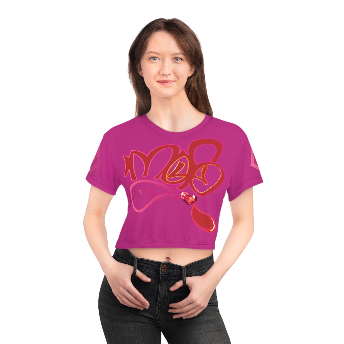 mofo gem heart diamond combo crop tee