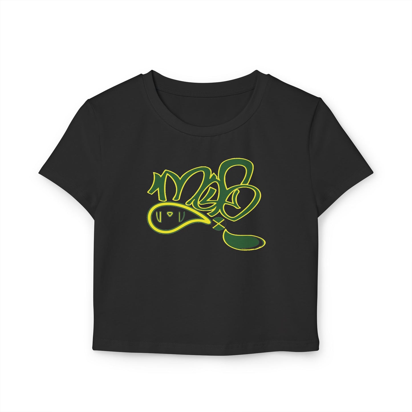 Stylish Women's Baby Tee with Graffiti Design | Trendy Crop Top, Casual Wear, Streetwear, Gift for Her, Urban Fashion