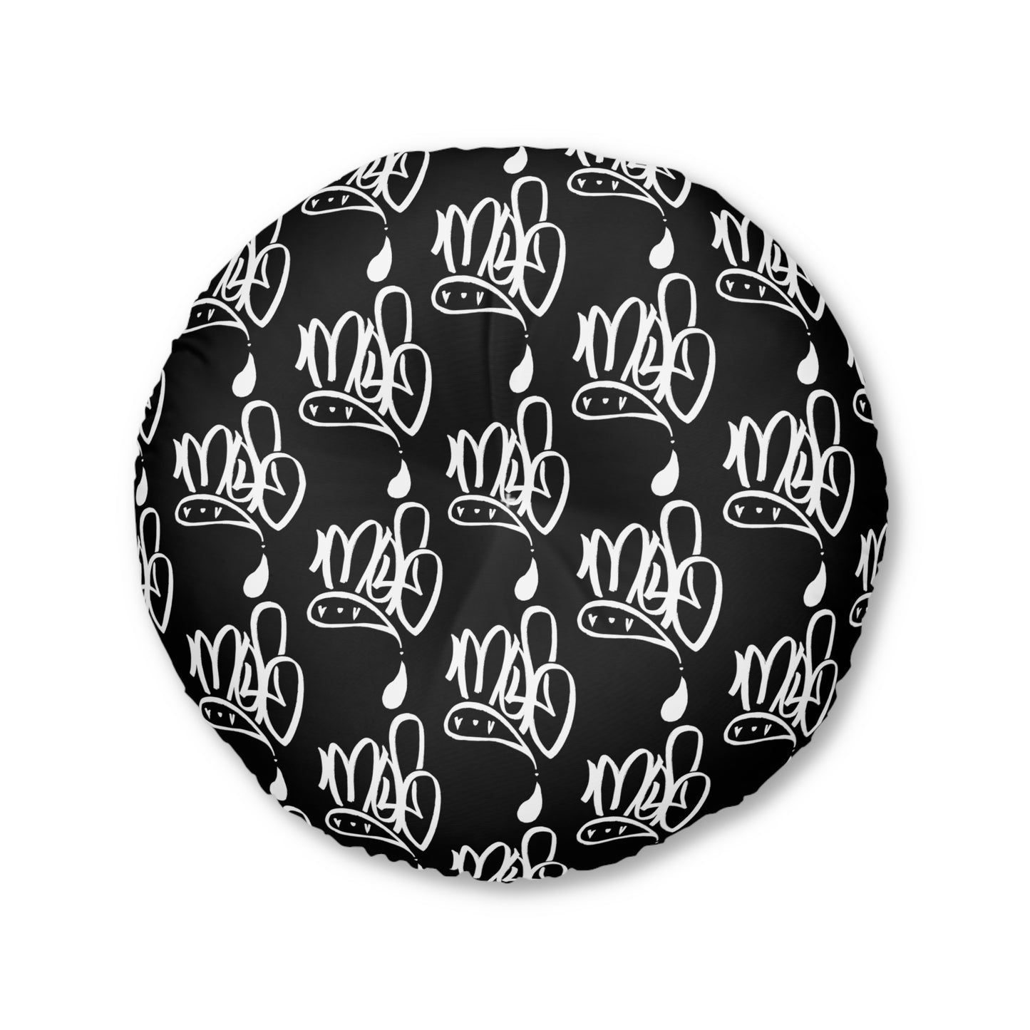 Modern Black Round Tufted Floor Pillow with Unique Design