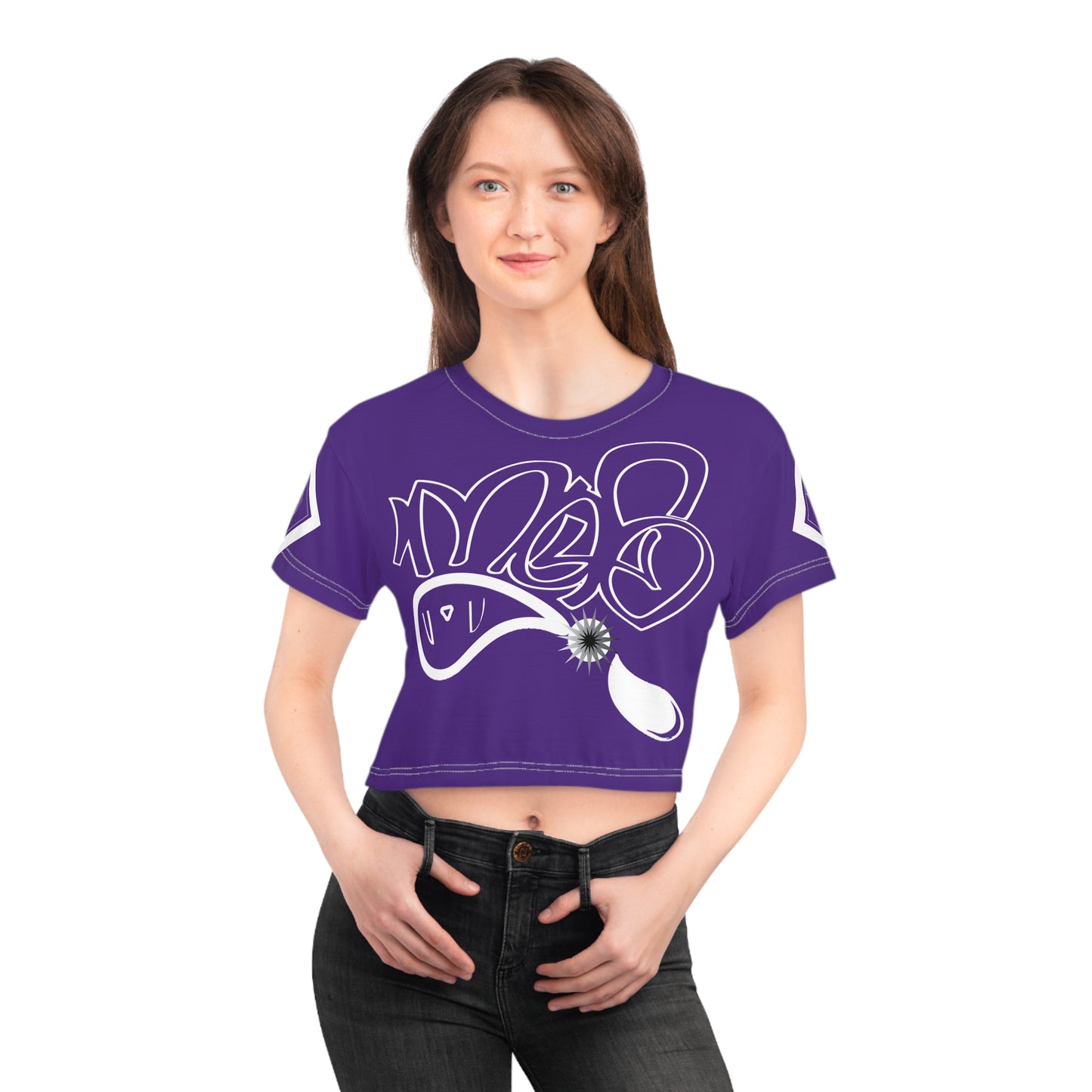 mofo 15star logo diamond combo purple crop tee