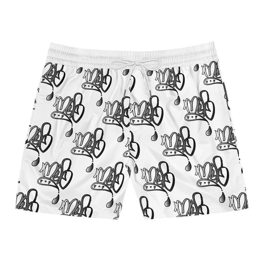 Aop mofo logo silver white swim shorts