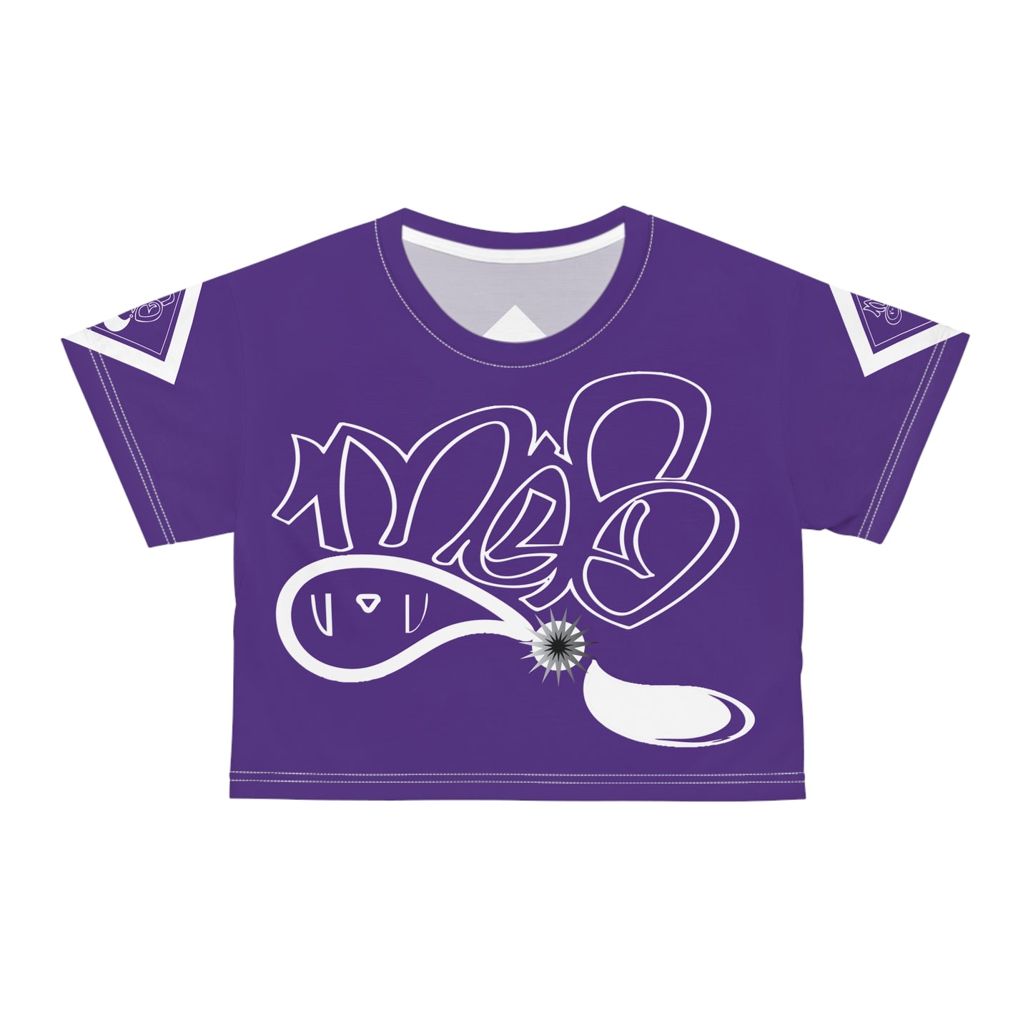 mofo 15star logo diamond combo purple crop tee