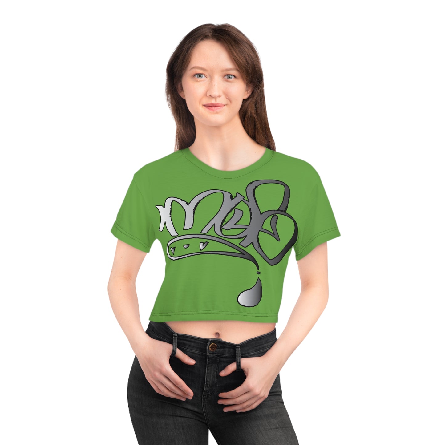 silver mofo logo low crop tee light green