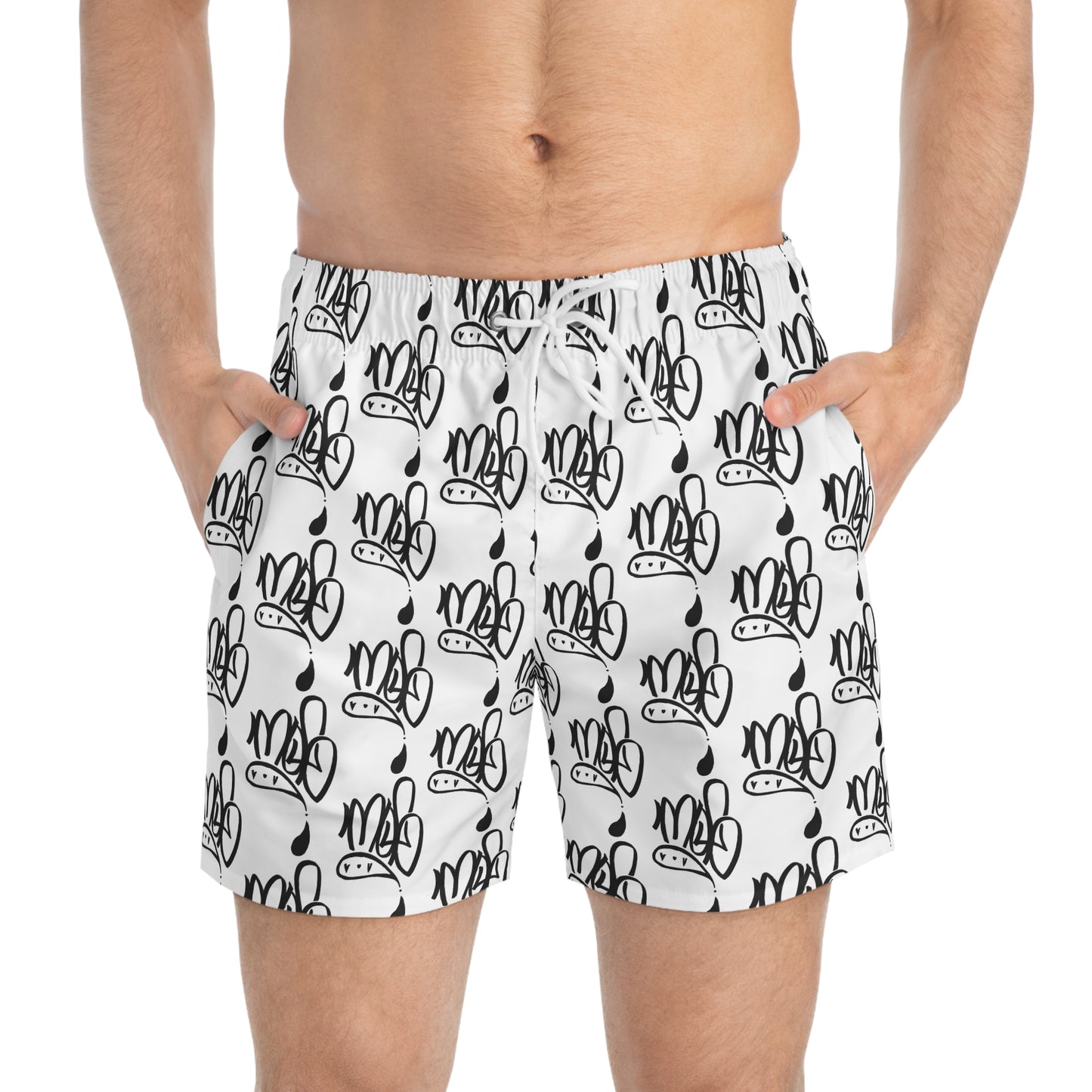 Aop mofo logo white swim shorts
