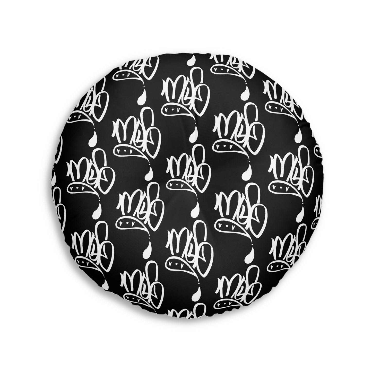 Modern Black Round Tufted Floor Pillow with Unique Design
