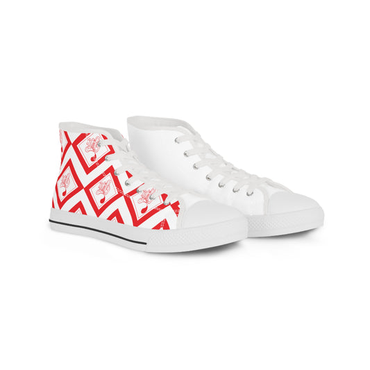 Stylish High-Top Sneakers for Men, Trendy Footwear, Casual Shoes, Unique Red Design, Perfect for Everyday & Gifting