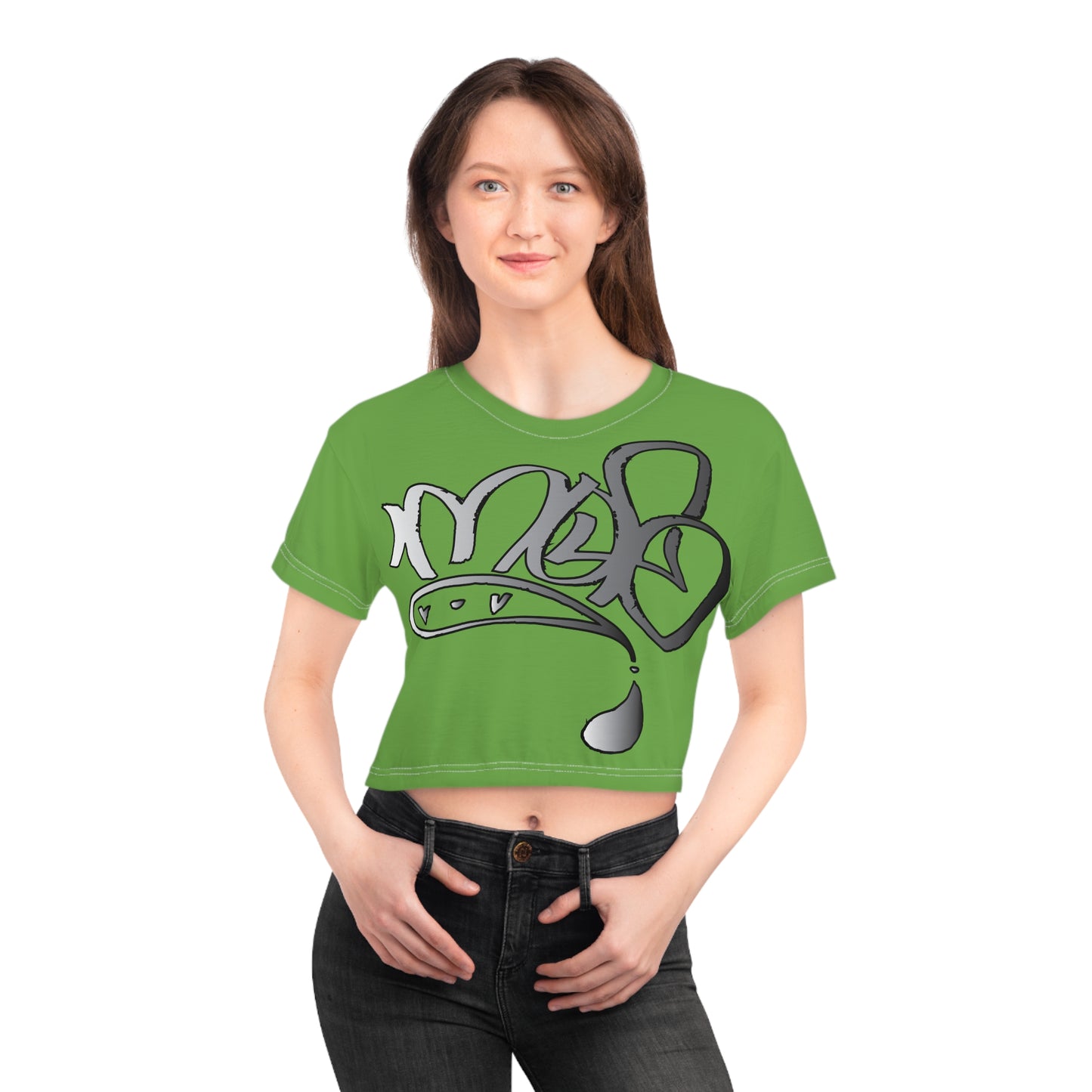 silver mofo logo low crop tee light green