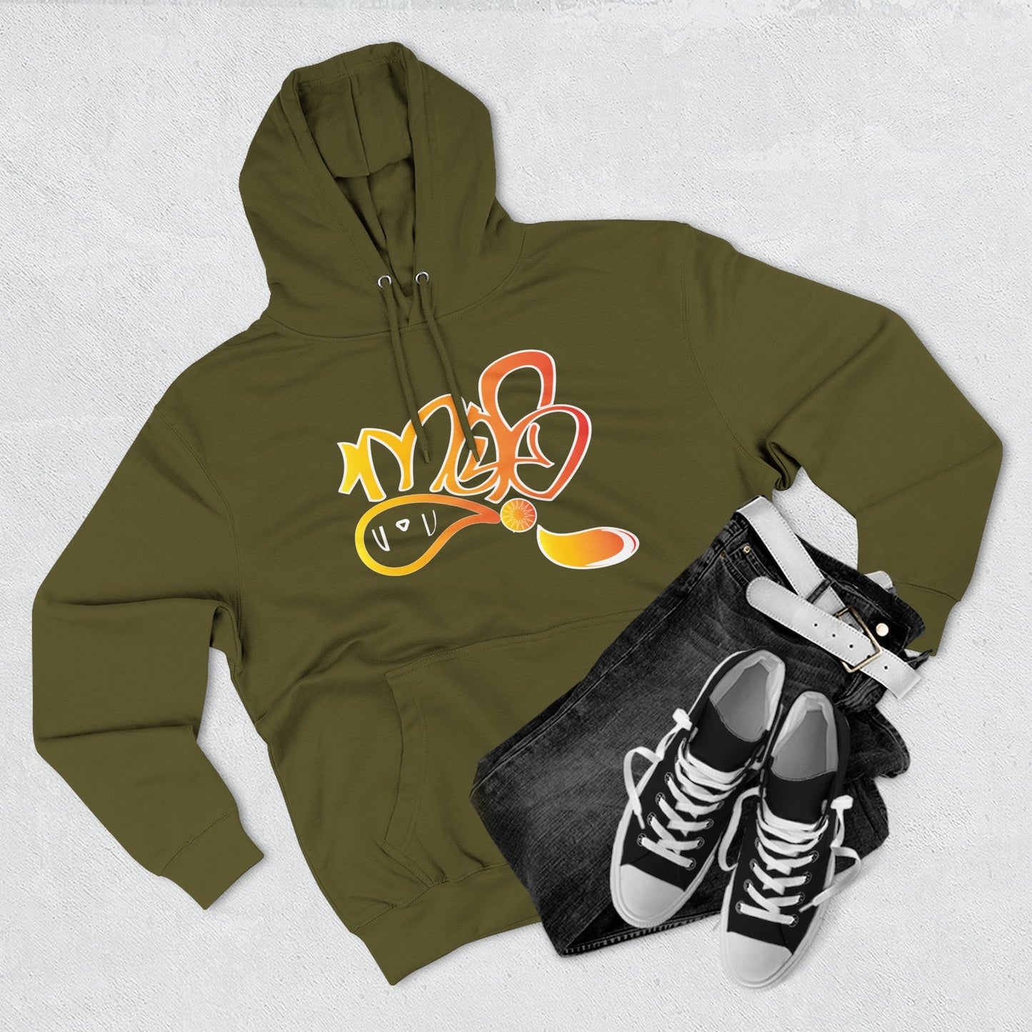 Vibrant Three-Panel Fleece Hoodie, Cozy Streetwear, Graphic Hooded Sweatshirt, Casual Pullover, Perfect for Gifts and Everyday Wear