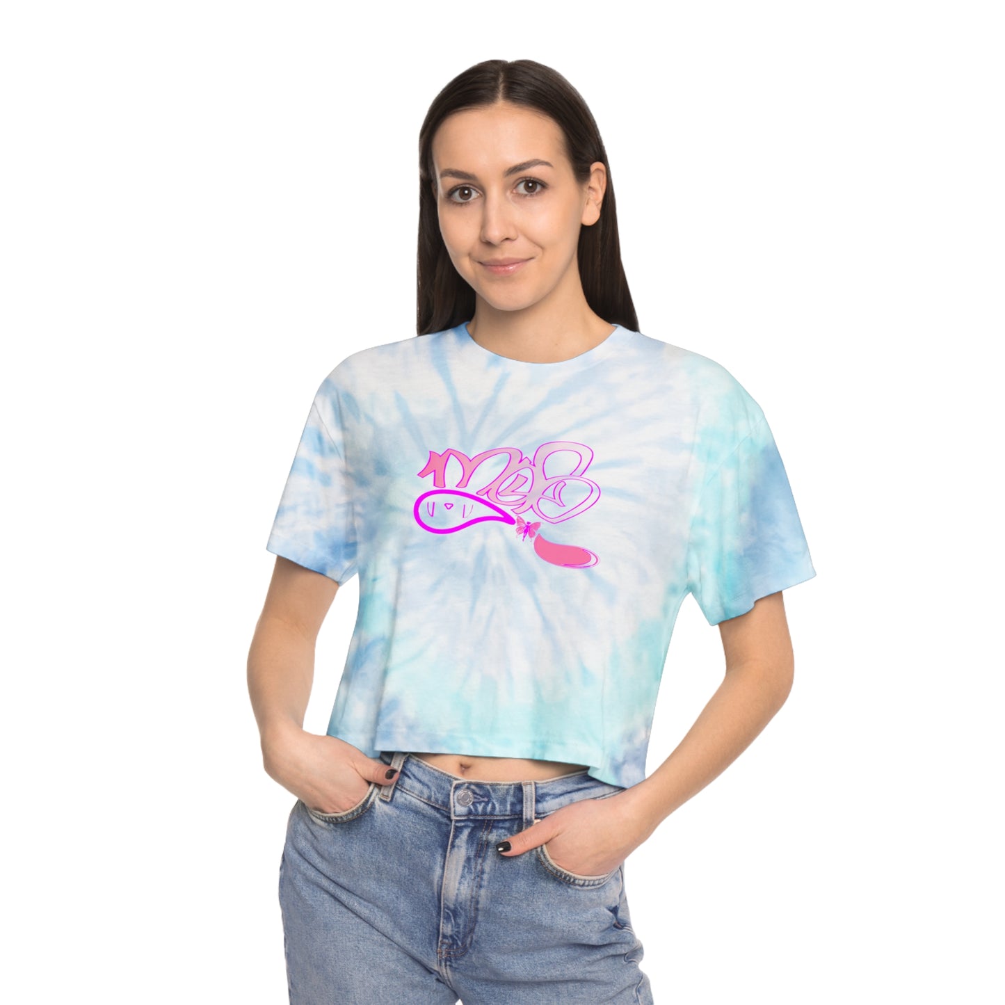 Trendy Women's Tie-Dye Crop Tee with Unique Design
