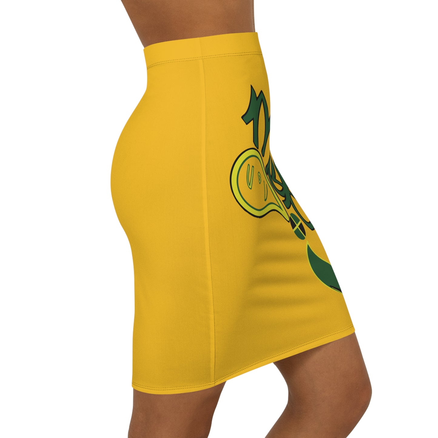 Vibrant Lemon-Inspired Women's Pencil Skirt, Stylish Midi Skirt, Trendy Summer Fashion, Perfect Gift for Her, Statement Piece