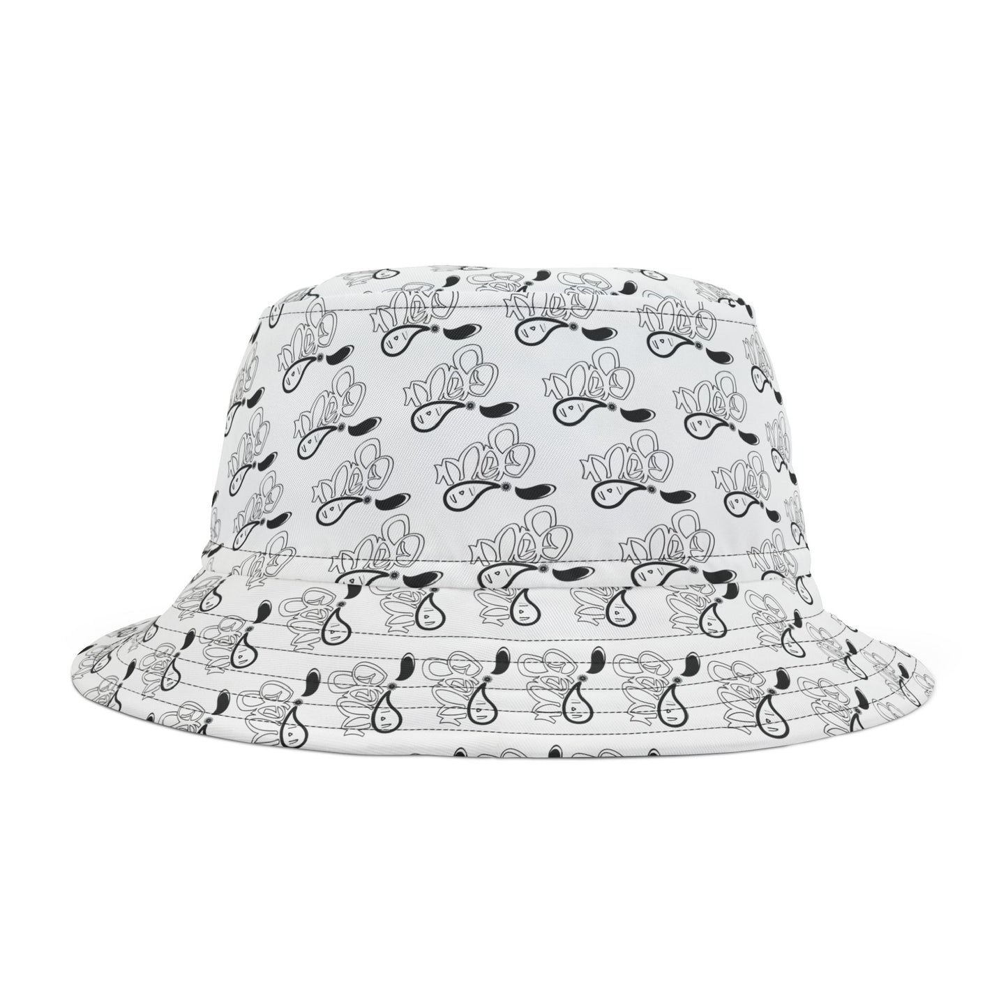 Trendy AOP Bucket Hat for Music Lovers, Sunglasses Bucket Hat, Summer Accessory, Festival Style, Great for Vacations and Outdoor Fun