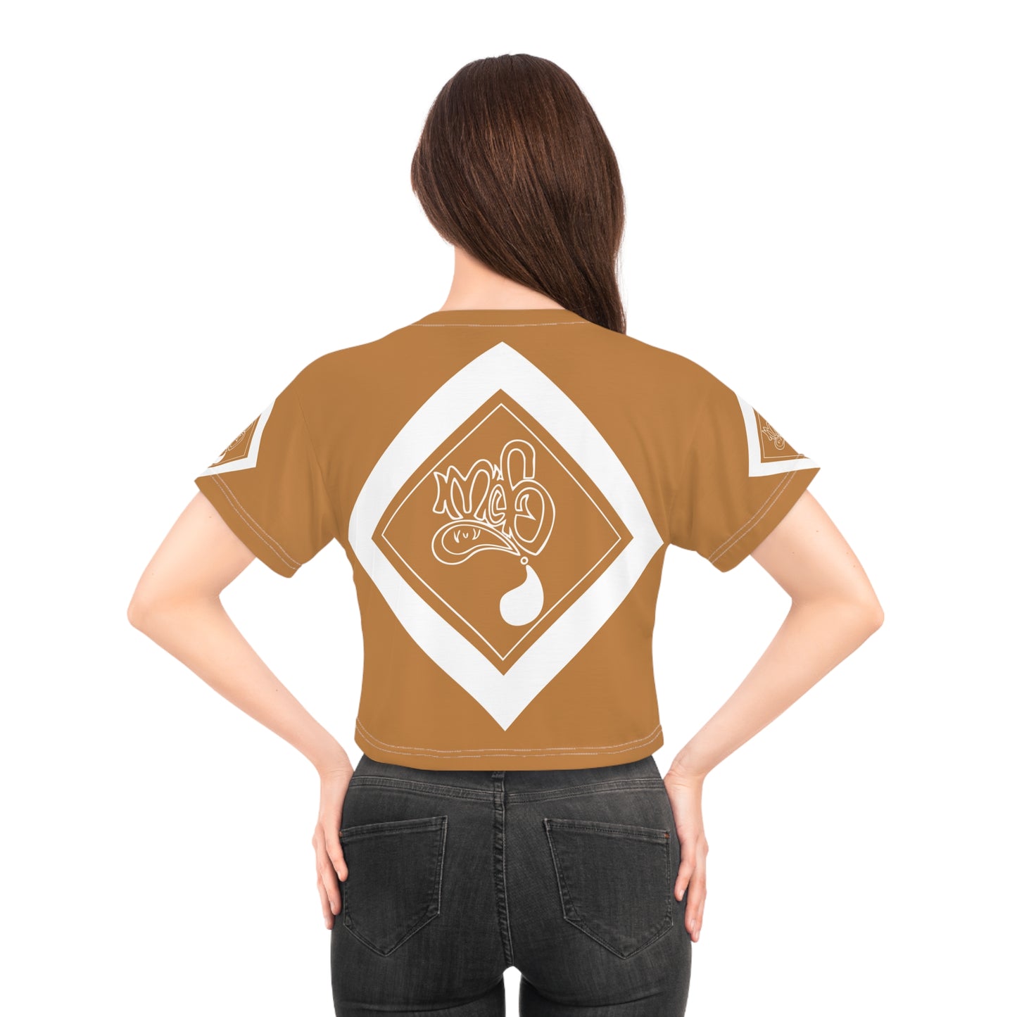 mofo earth gem logo diamond combo light brown crop tee
