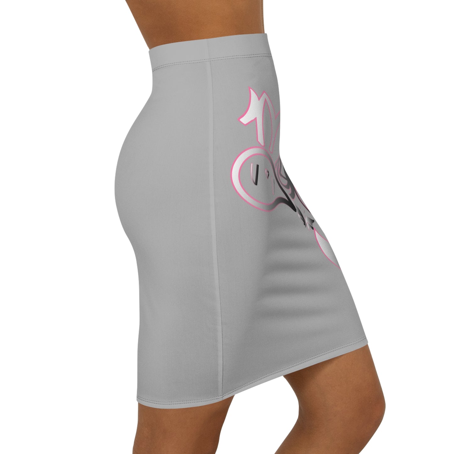 Stylish Women's Mid-Waist Pencil Skirt with Abstract Design