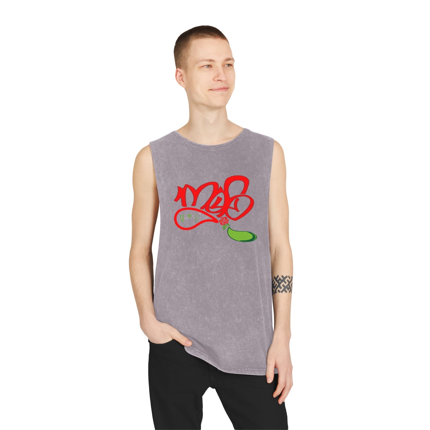 Stylish Stonewash Tank Top with Artistic Design, Casual Summer Wear, Trendy Fashion, Urban Outfit, Gift for Him/Her