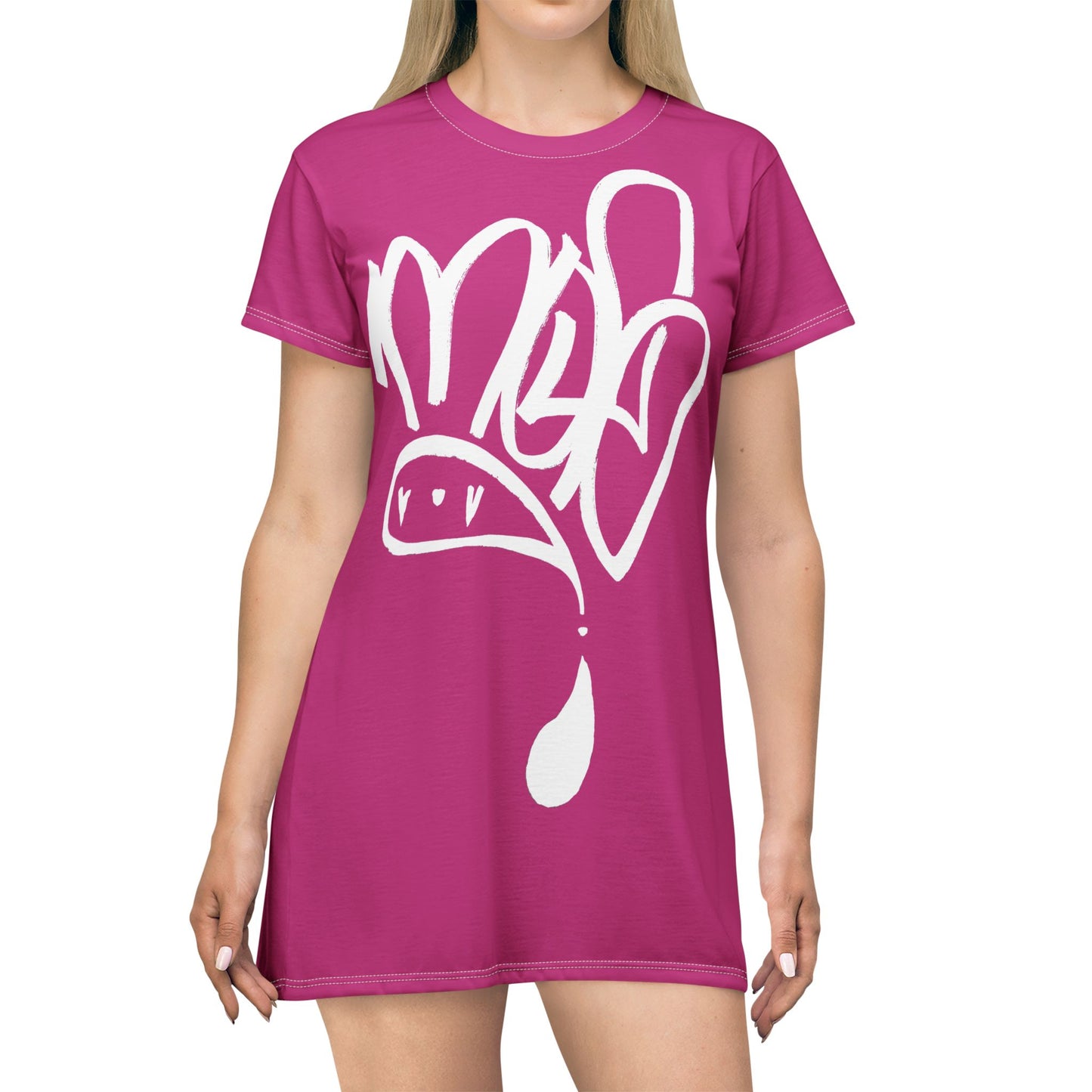 Vibrant Graffiti T-Shirt Dress, Casual Summer Dress, Streetwear Fashion, Unique Gift for Her, Trendy Lifestyle Outfit, Graffiti Print Dress