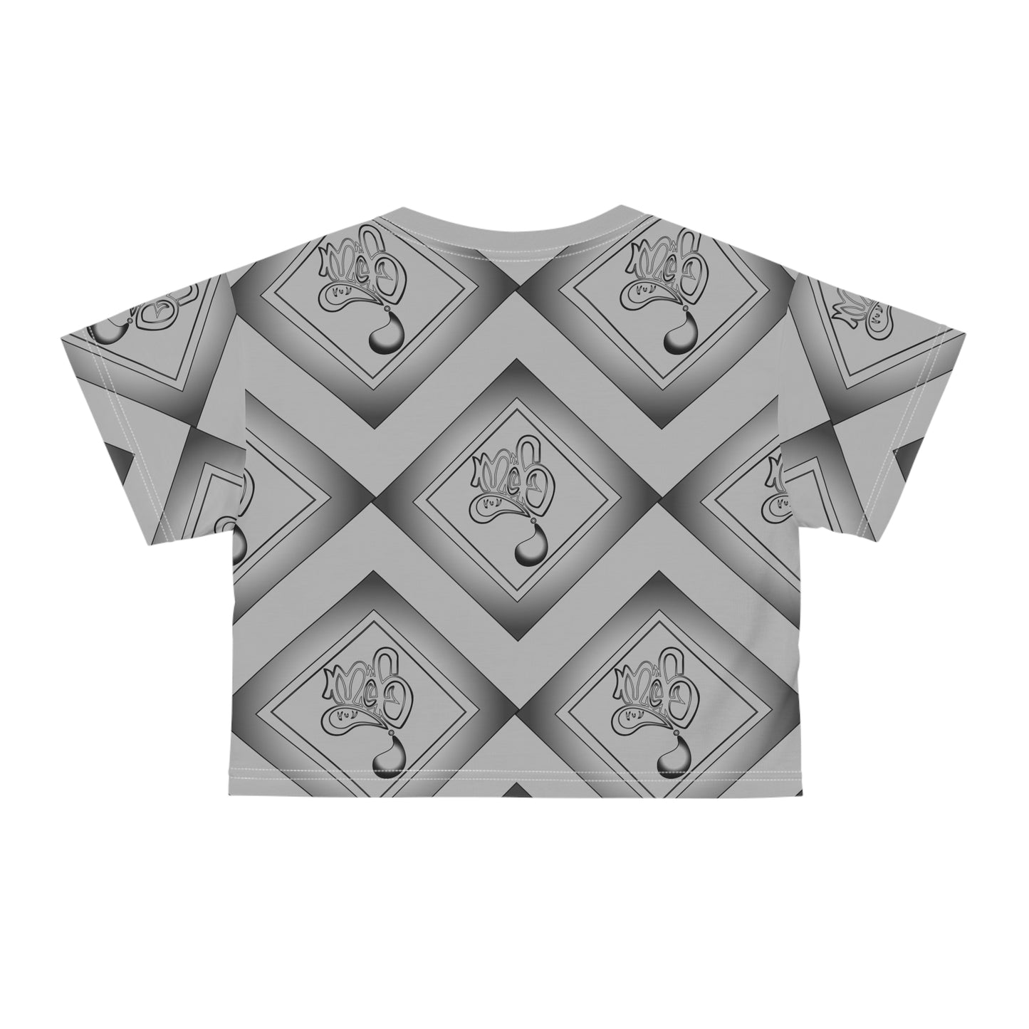 Stylish AOP Crop Tee with Modern Geometric Design