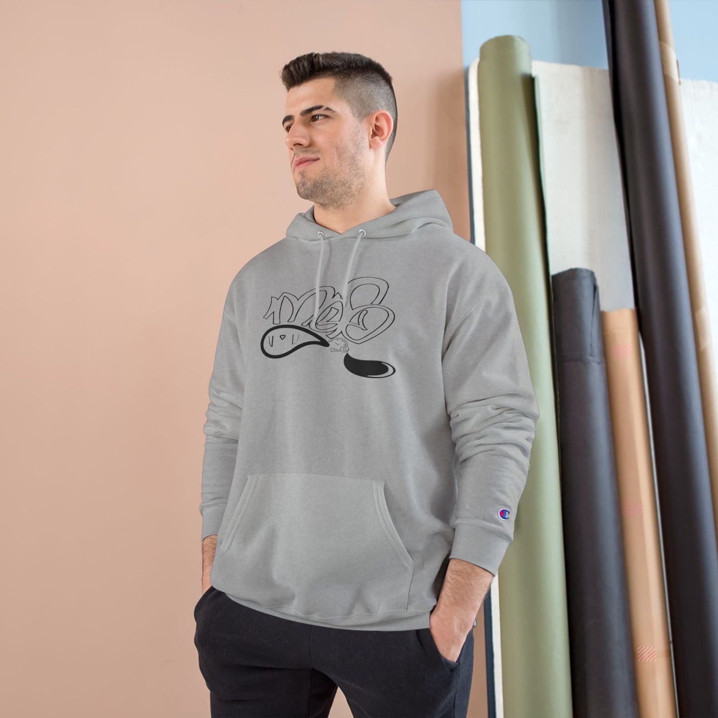 Minimalist Champion Hoodie with Artistic Design