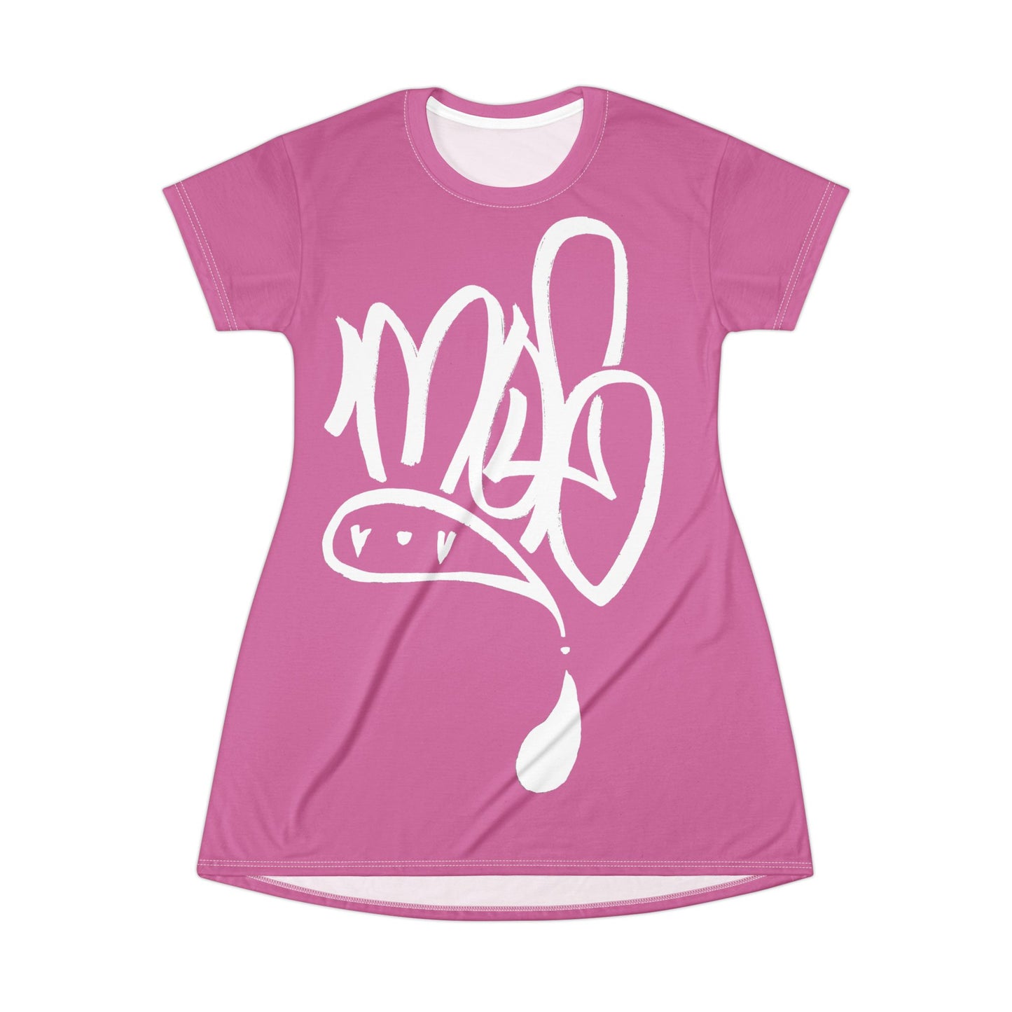 Trendy Graffiti T-Shirt Dress, Casual Summer Outfit, Streetwear Style, Graphic Dress, Comfortable Everyday Wear, Gift for Her