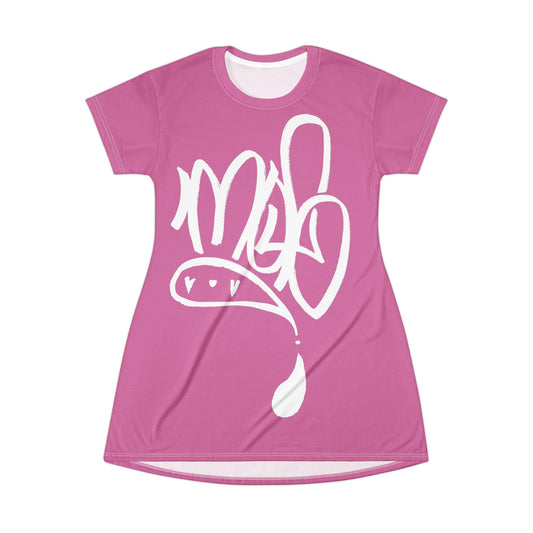 Trendy Graffiti T-Shirt Dress, Casual Summer Outfit, Streetwear Style, Graphic Dress, Comfortable Everyday Wear, Gift for Her