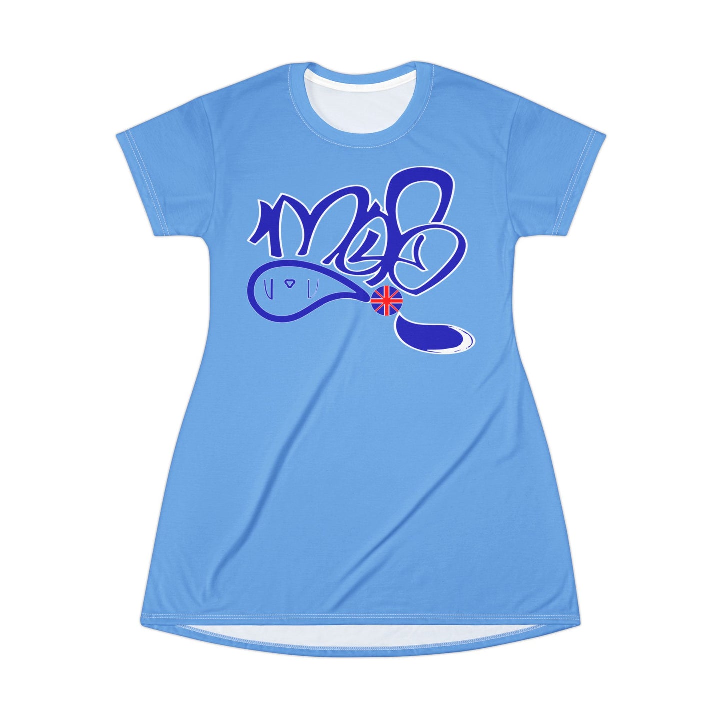 Vibrant Graphic T-Shirt Dress, Casual Summer Dress, Streetwear Dress, Trendy Relaxed Fit Dress, Unique Everyday Wear