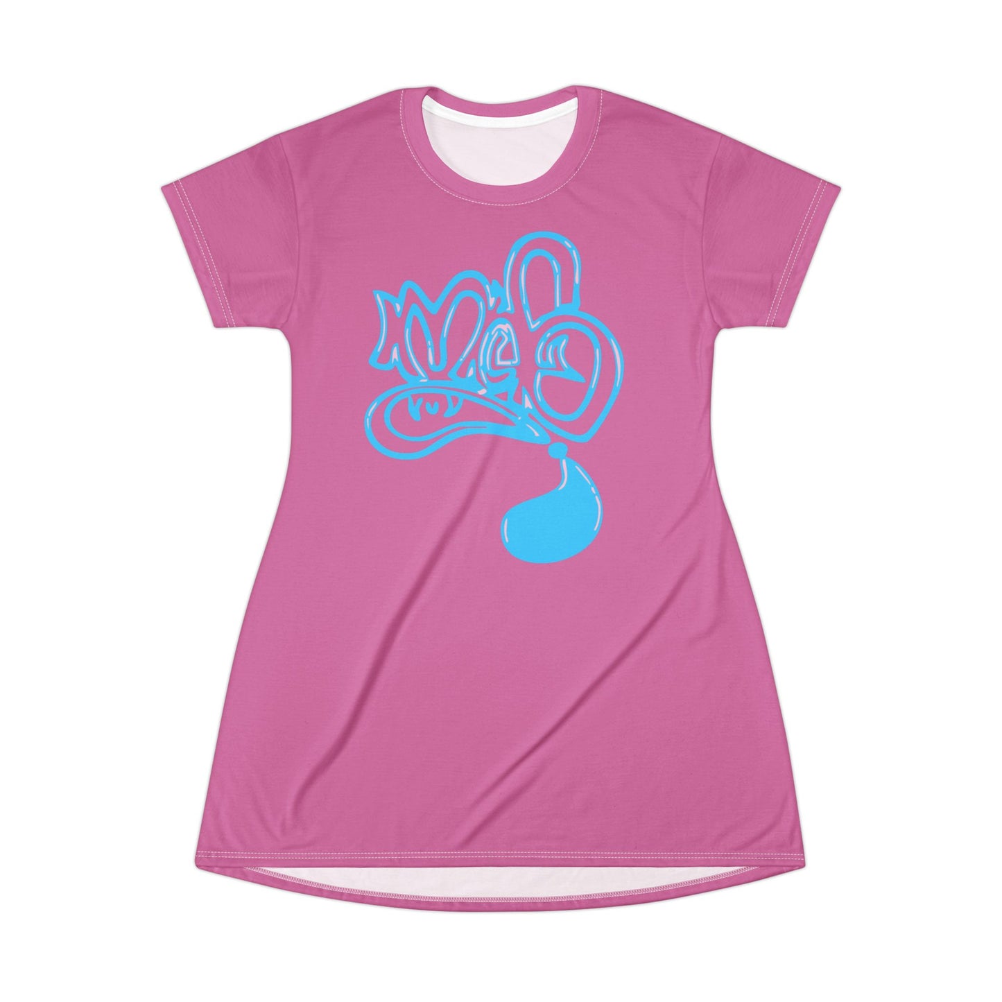 Pink Graffiti T-Shirt Dress, Casual Wear, Summer Dress, Street Style, Gift for Her, Graphic Dress, Everyday Fashion