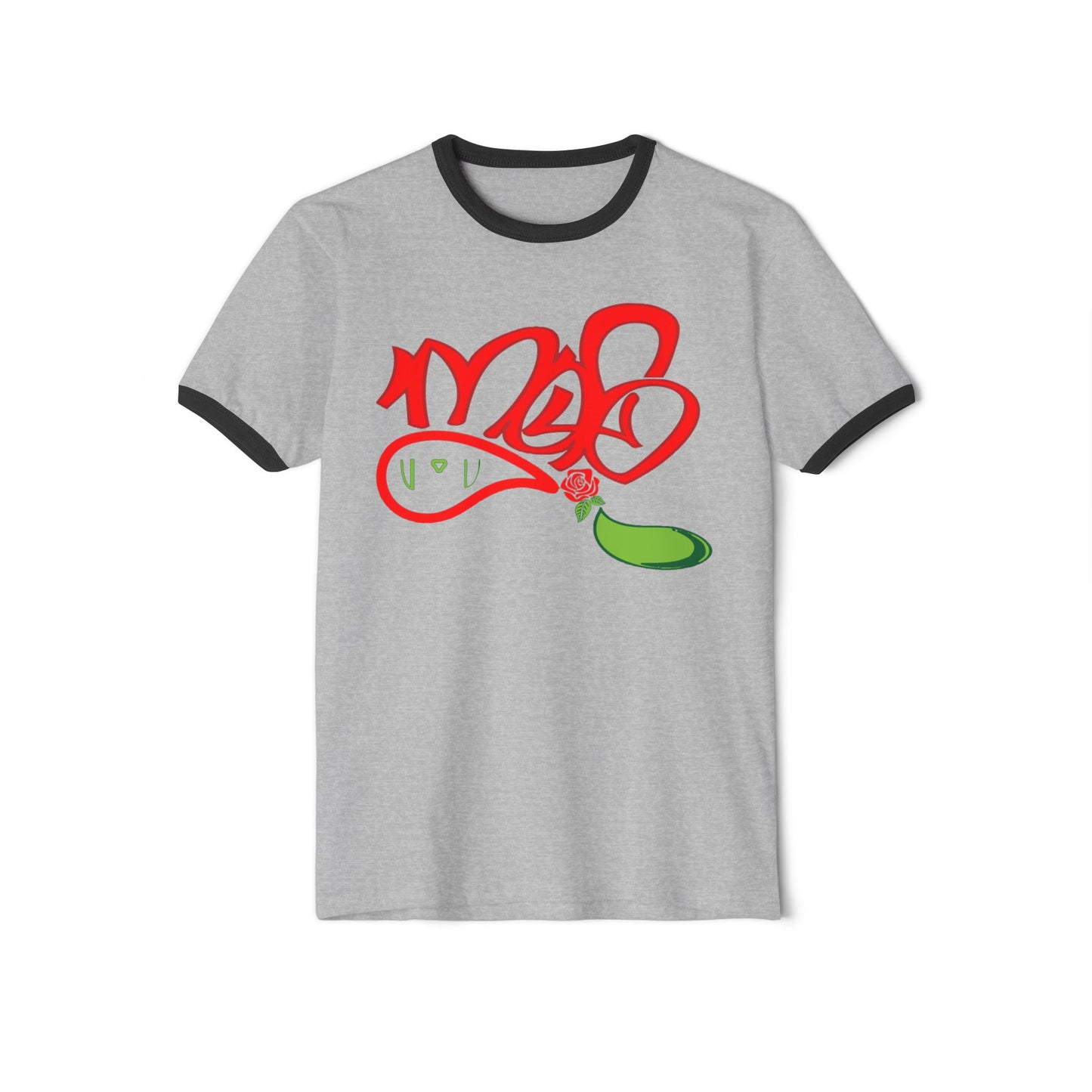 Stylish Unisex Cotton Ringer T-Shirt with Unique Floral Design, Casual Wear, Gift for Any Occasion, Graphic Tee, Trendy Apparel