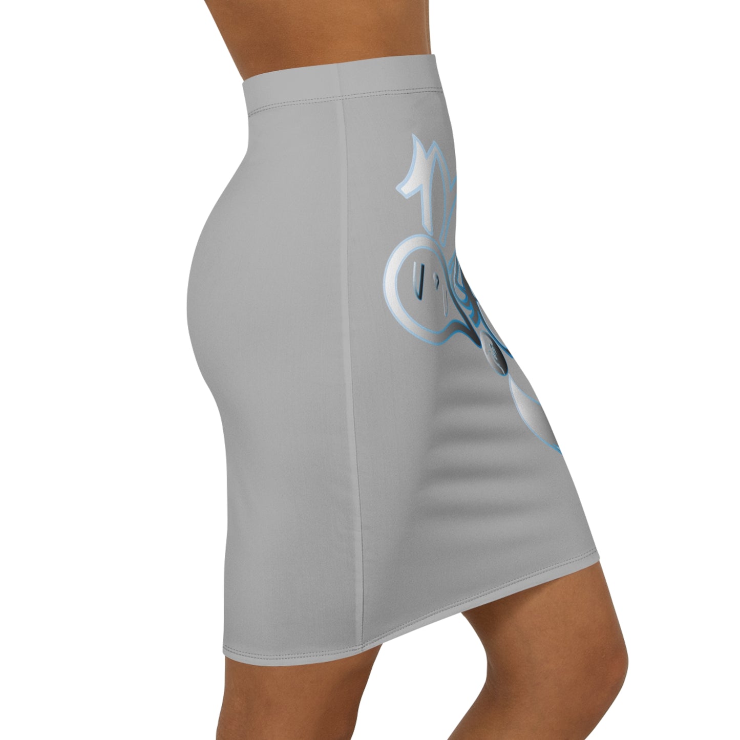 Women's Artistic Mid-Waist Pencil Skirt - Stylish AOP Design