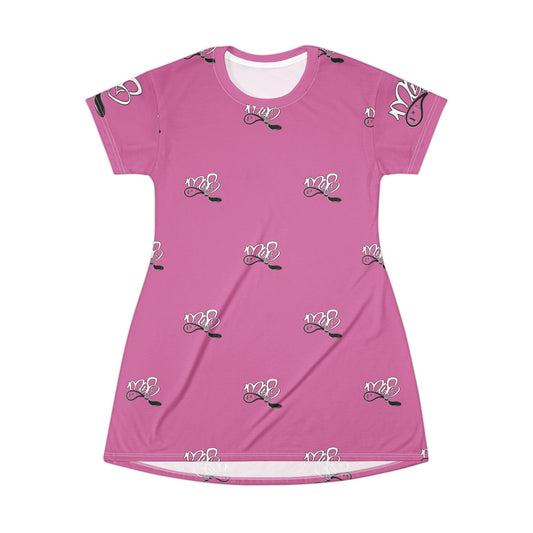 Chic Pink T-Shirt Dress, Fun Summer Outfit, Casual Lounge Dress, Great for Parties, Trendy Gift for Fashion Lovers