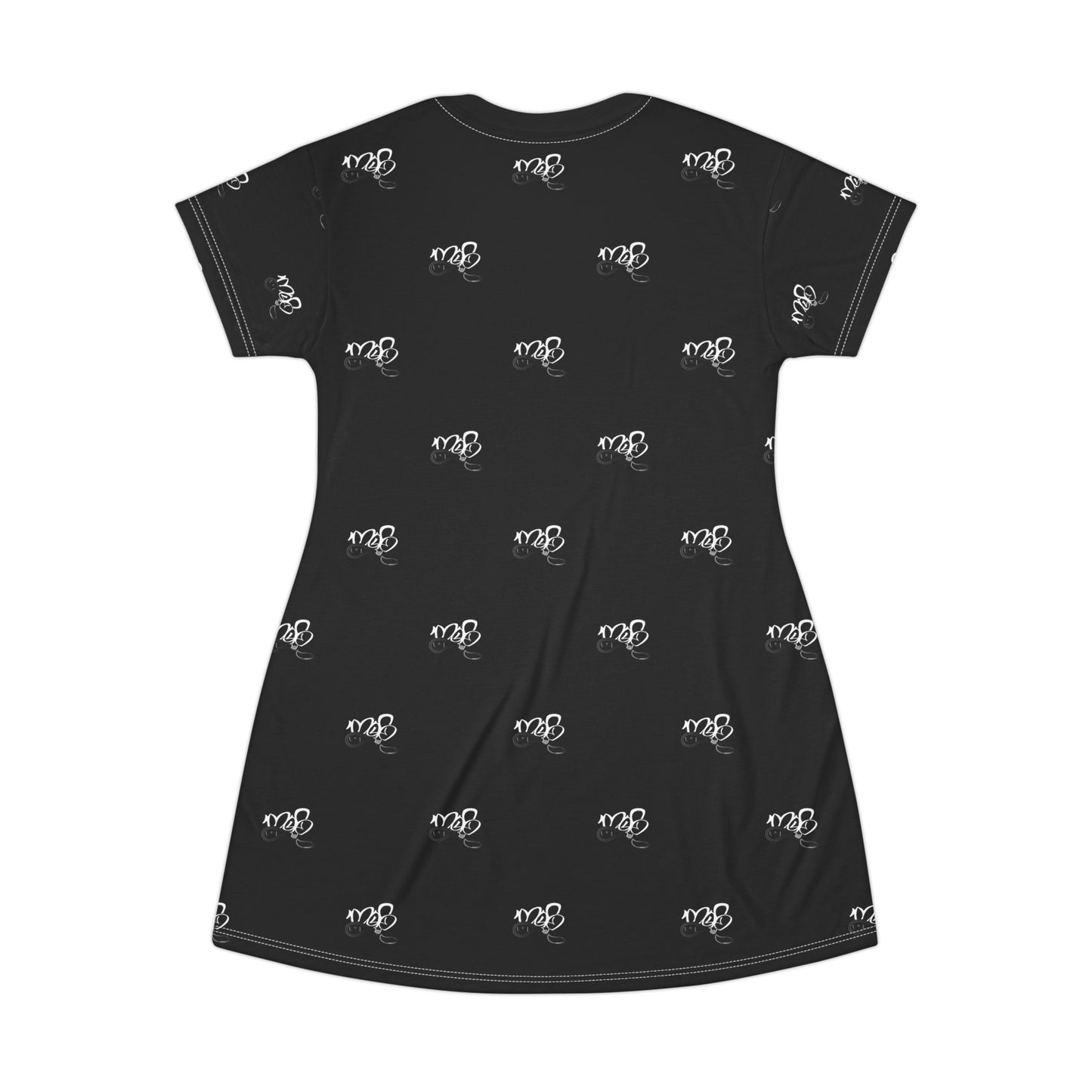 Chic Black T-Shirt Dress with Stylish Print, Casualwear, Summer Fashion, Everyday Dress, Gift for Her, Comfortable Outfit