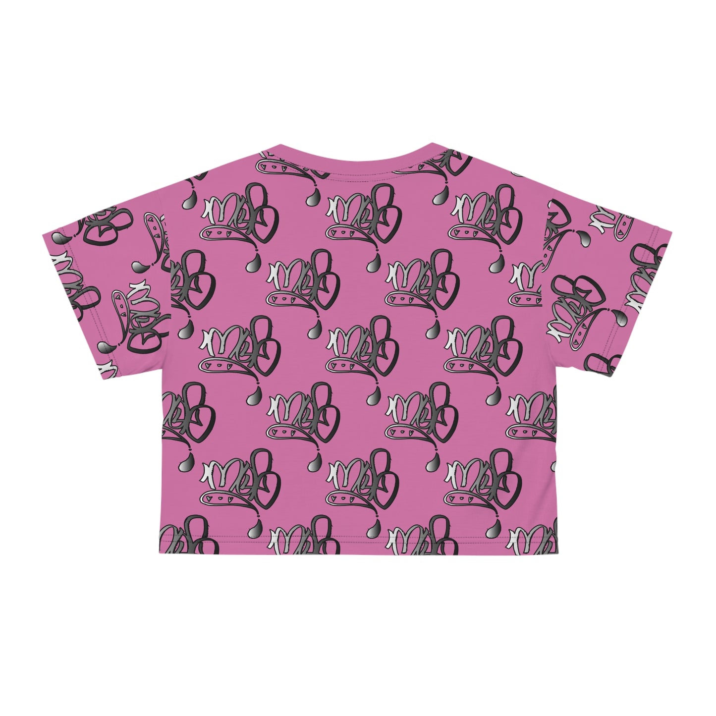 mofomindofosiris aop logo drip silver pink crop tee