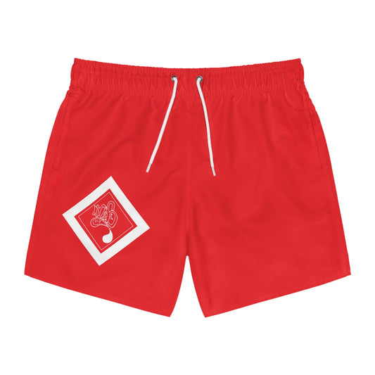 Vibrant Red Swim Trunks for Summer Fun, Beachwear, Pool Parties, Vacation Essentials, Gift for Him