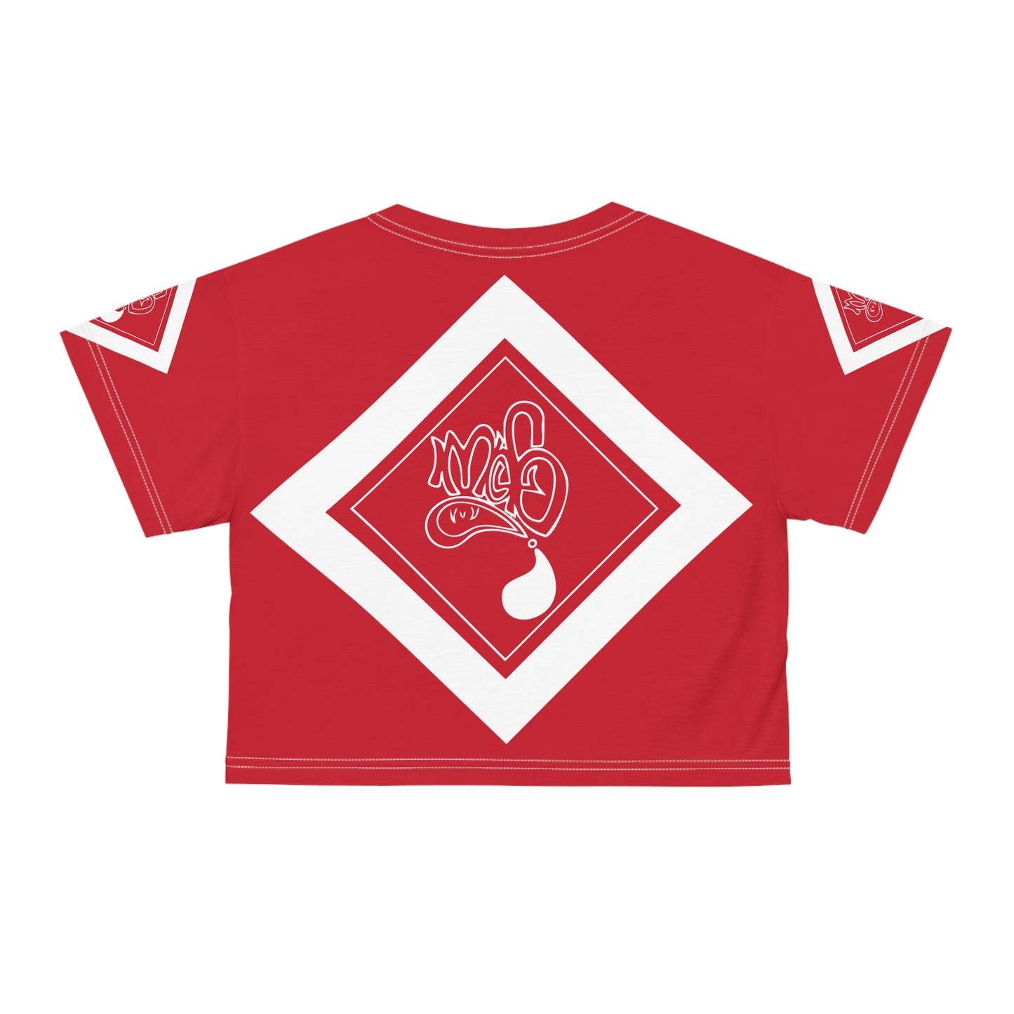 mofo 15star logo diamond combo dark red crop tee
