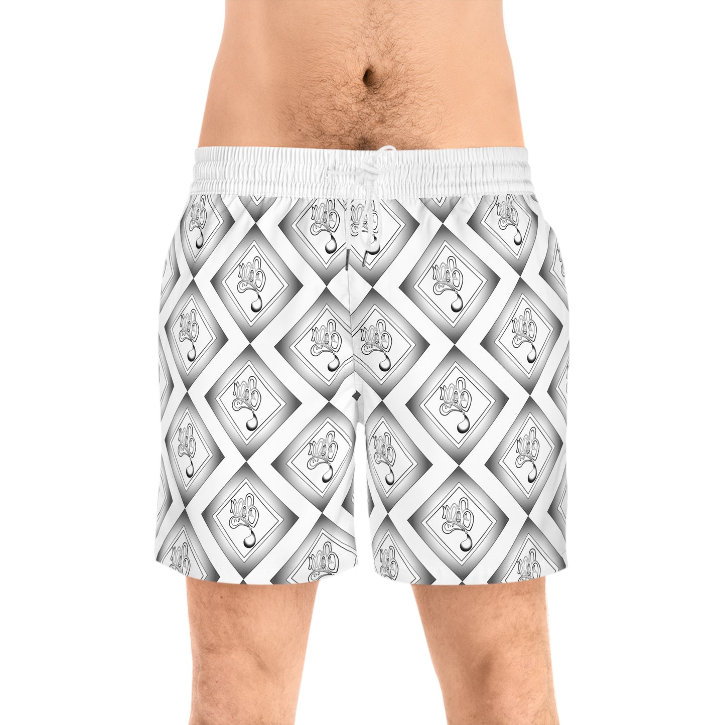 Mofo diamond aop swim shorts white
