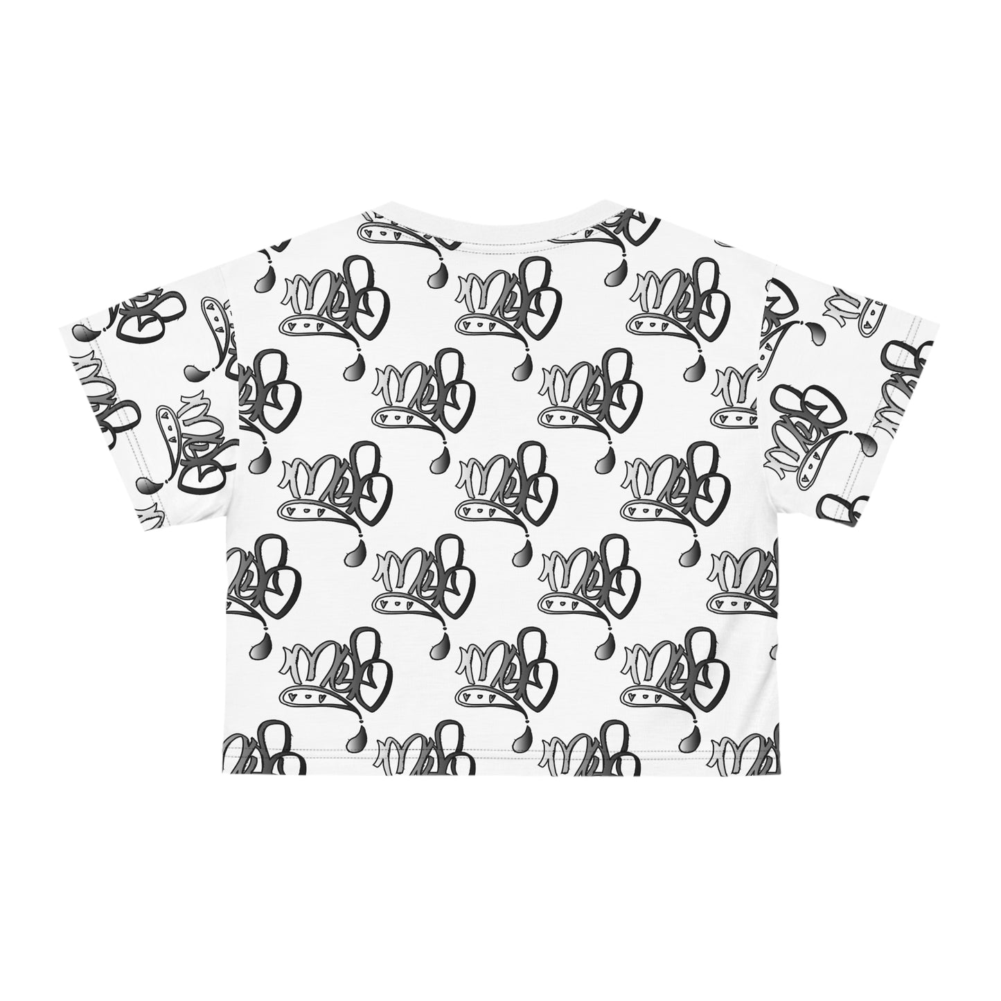 mofomindofosiris aop logo drip silver white crop tee