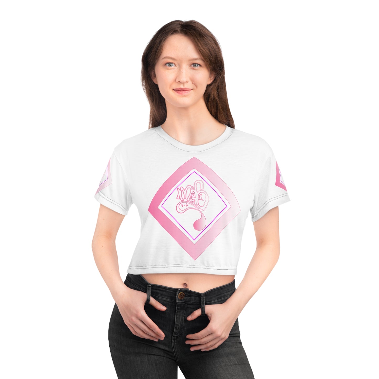 Stylish Pink Graphic Crop Tee for Trendy Women