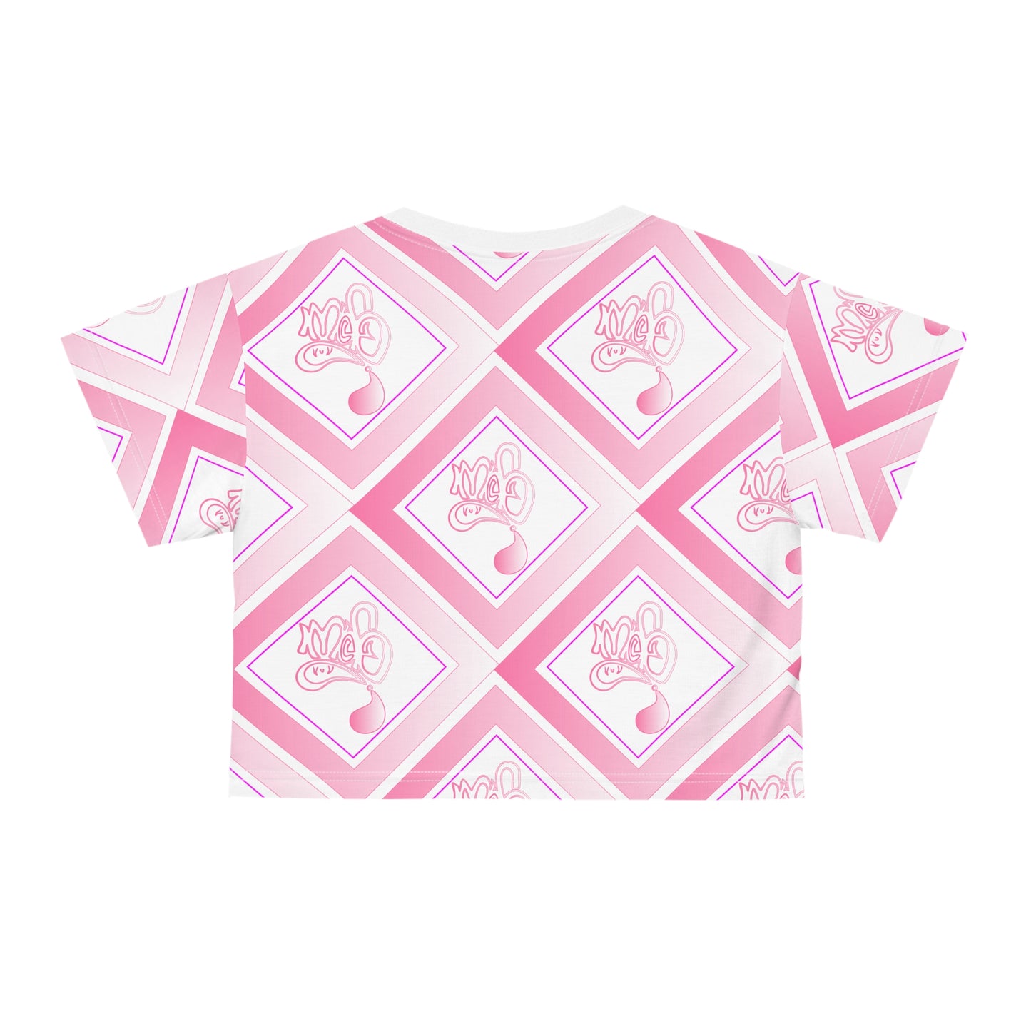 Pink diamond mofo logo pattern crop tee