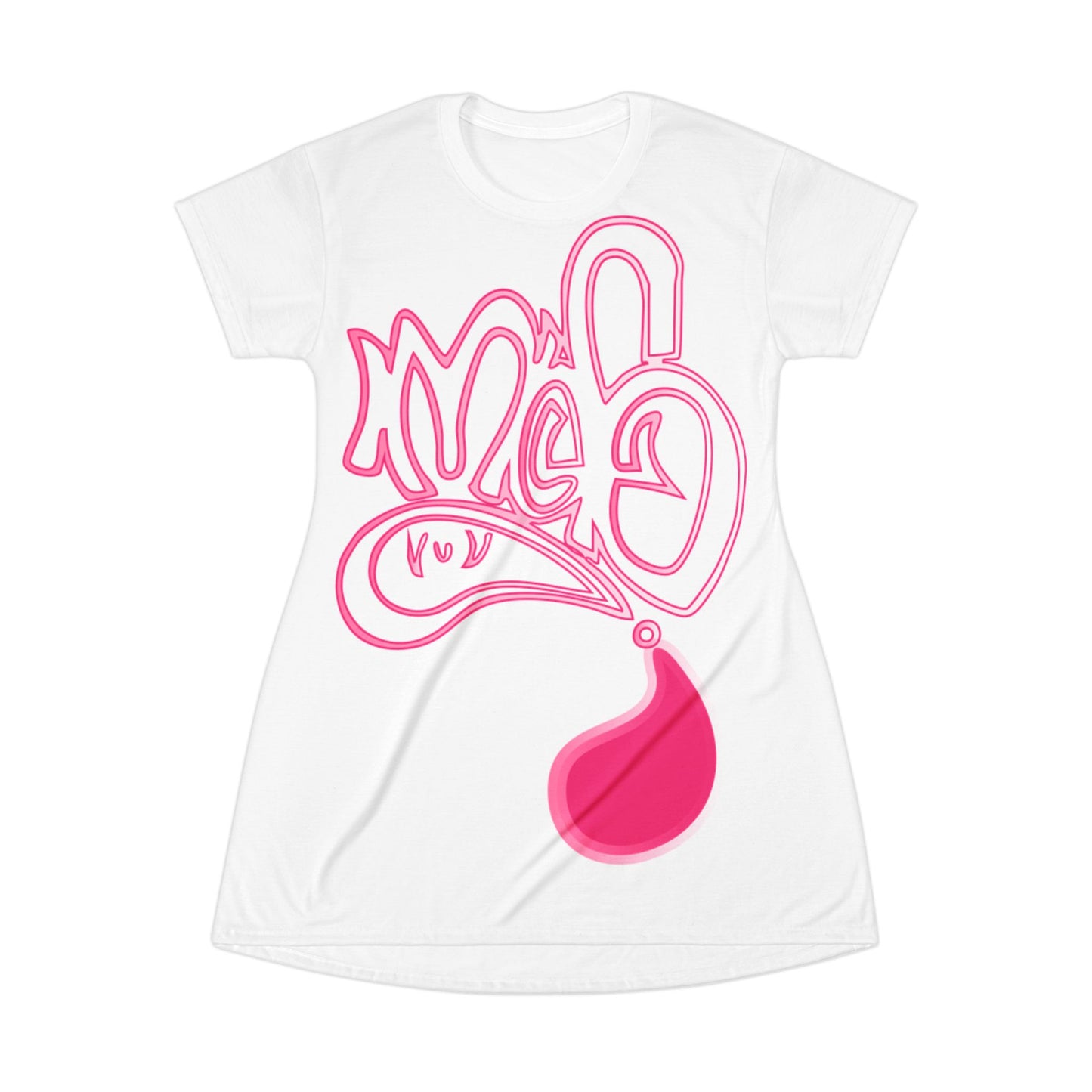 Playful Pink Graphic T-Shirt Dress, Trendy Casual Dress, Summer Vibes, Party Wear, Gift for Her, Everyday Wear