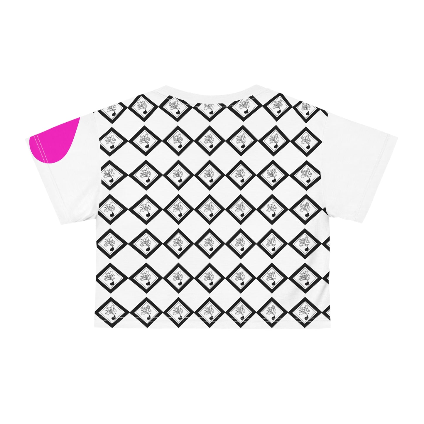 Chic Black Diamond Pattern Crop Tee, Trendy Summer Top, Stylish Casual Wear, Unique Gift for Her, Fashionable Festival Attire