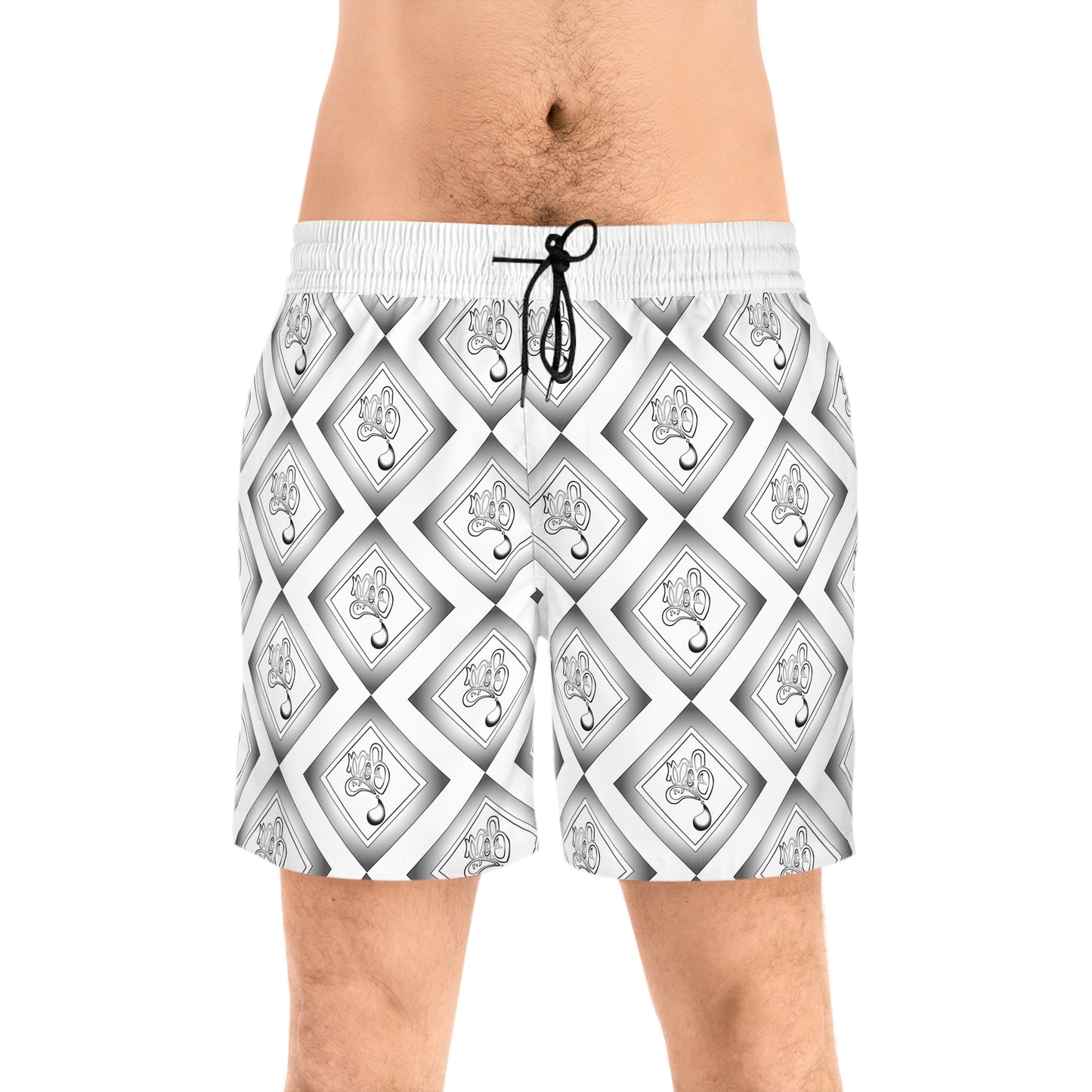 Mofo diamond aop swim shorts white
